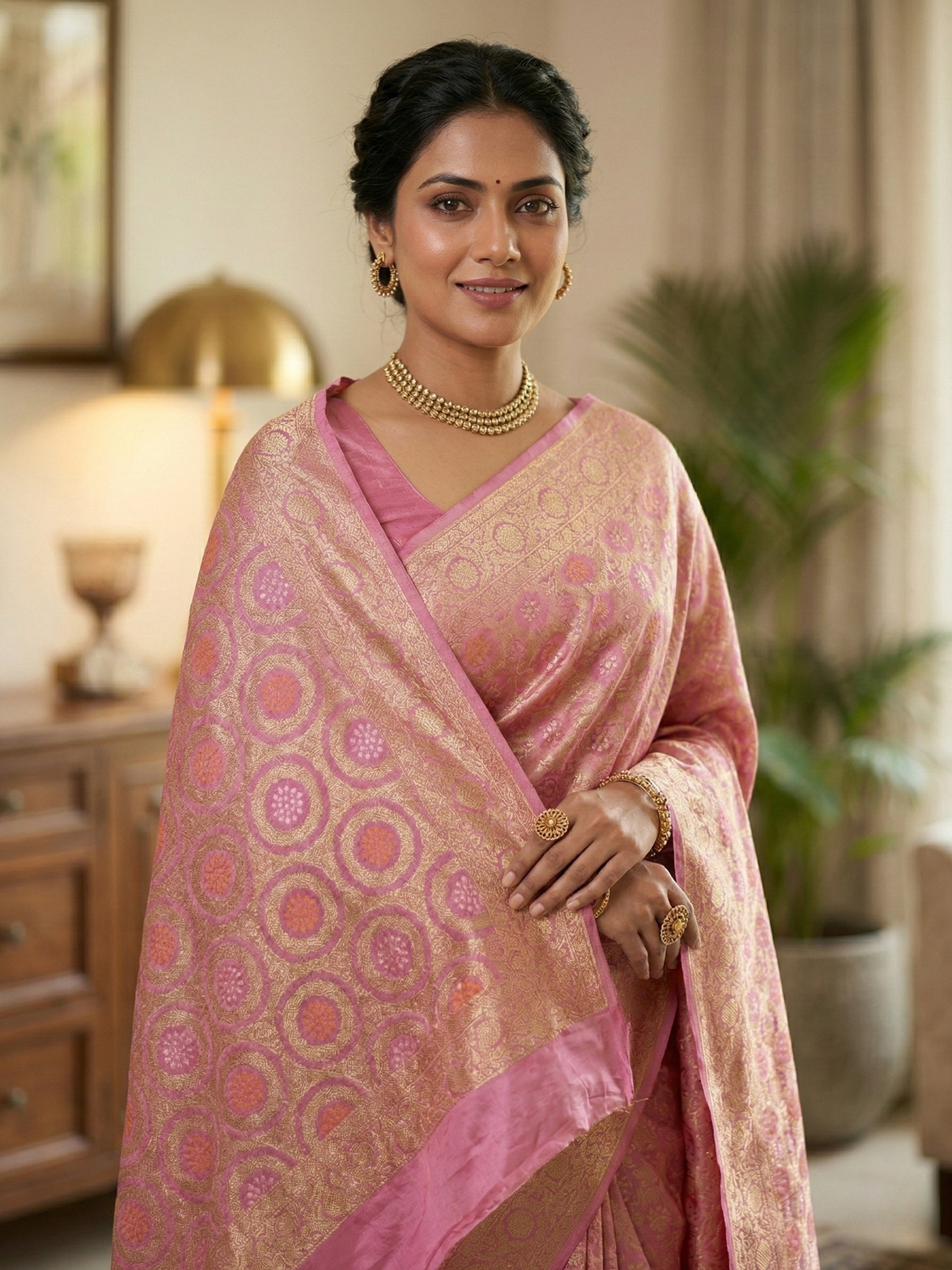 Banarasi Georgette Bandhej Meenakari Saree