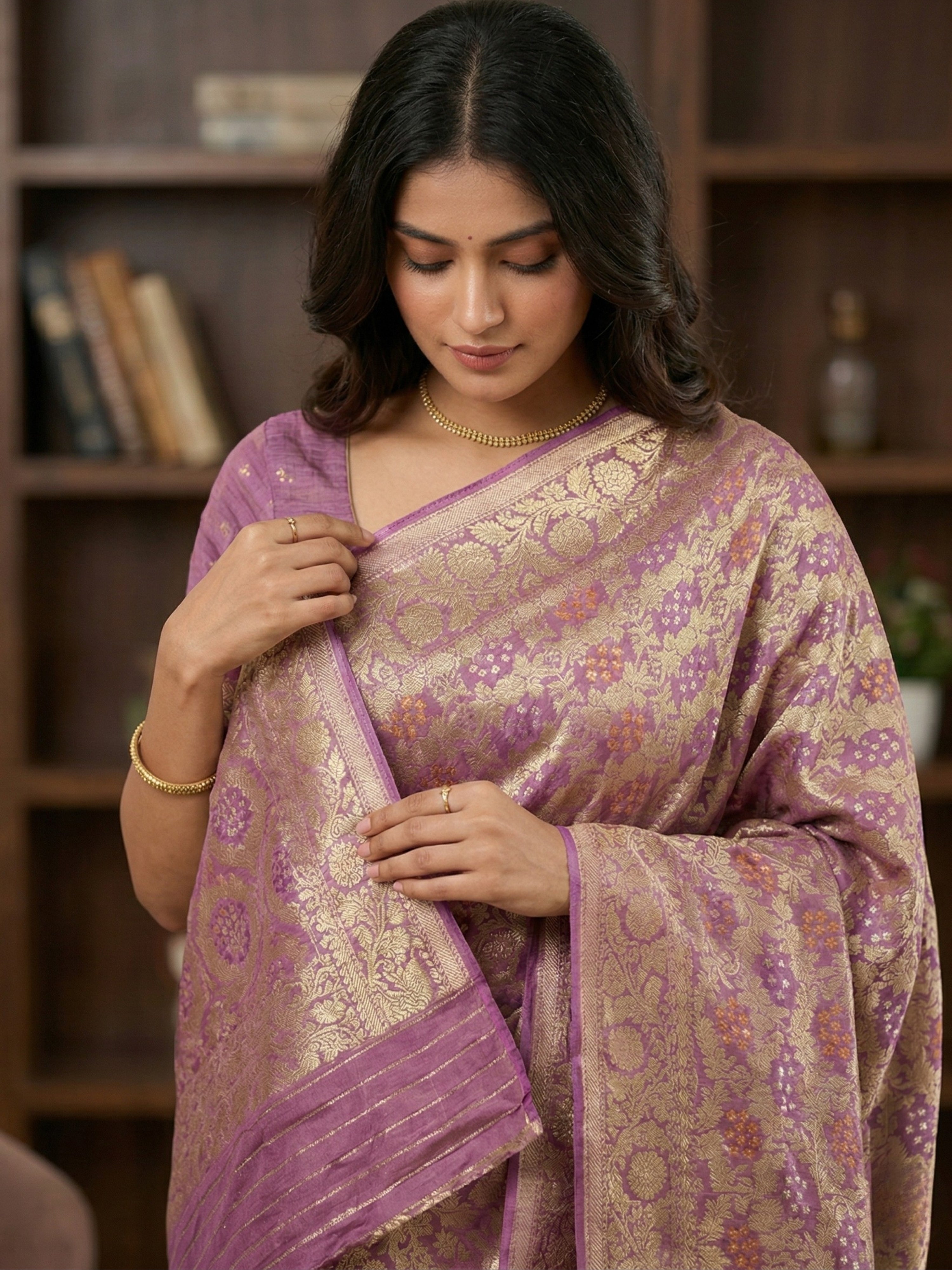 Banarasi Georgette Bandhej Meenakari Saree