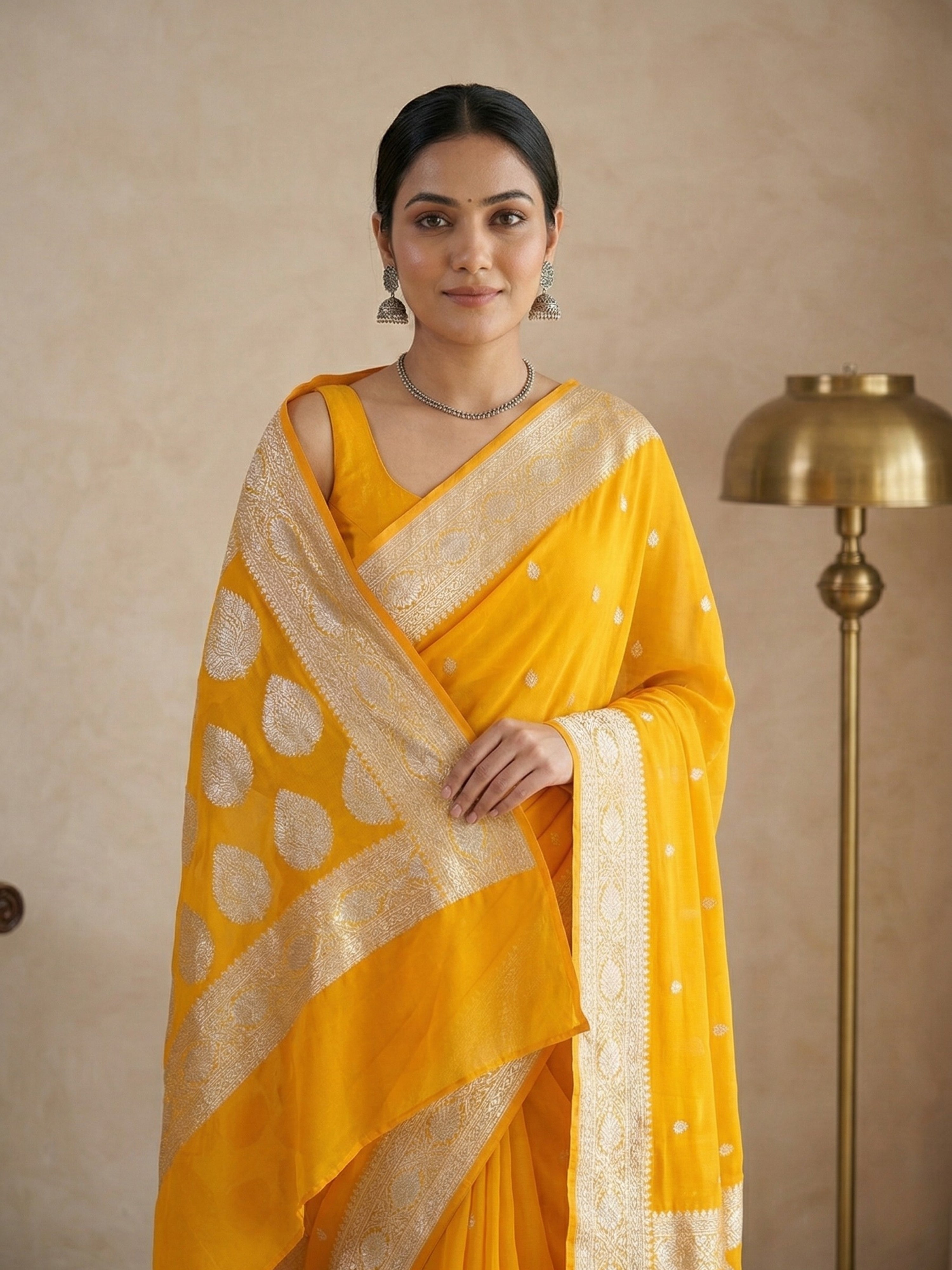 Banarasi Georgette Silver Zari Saree