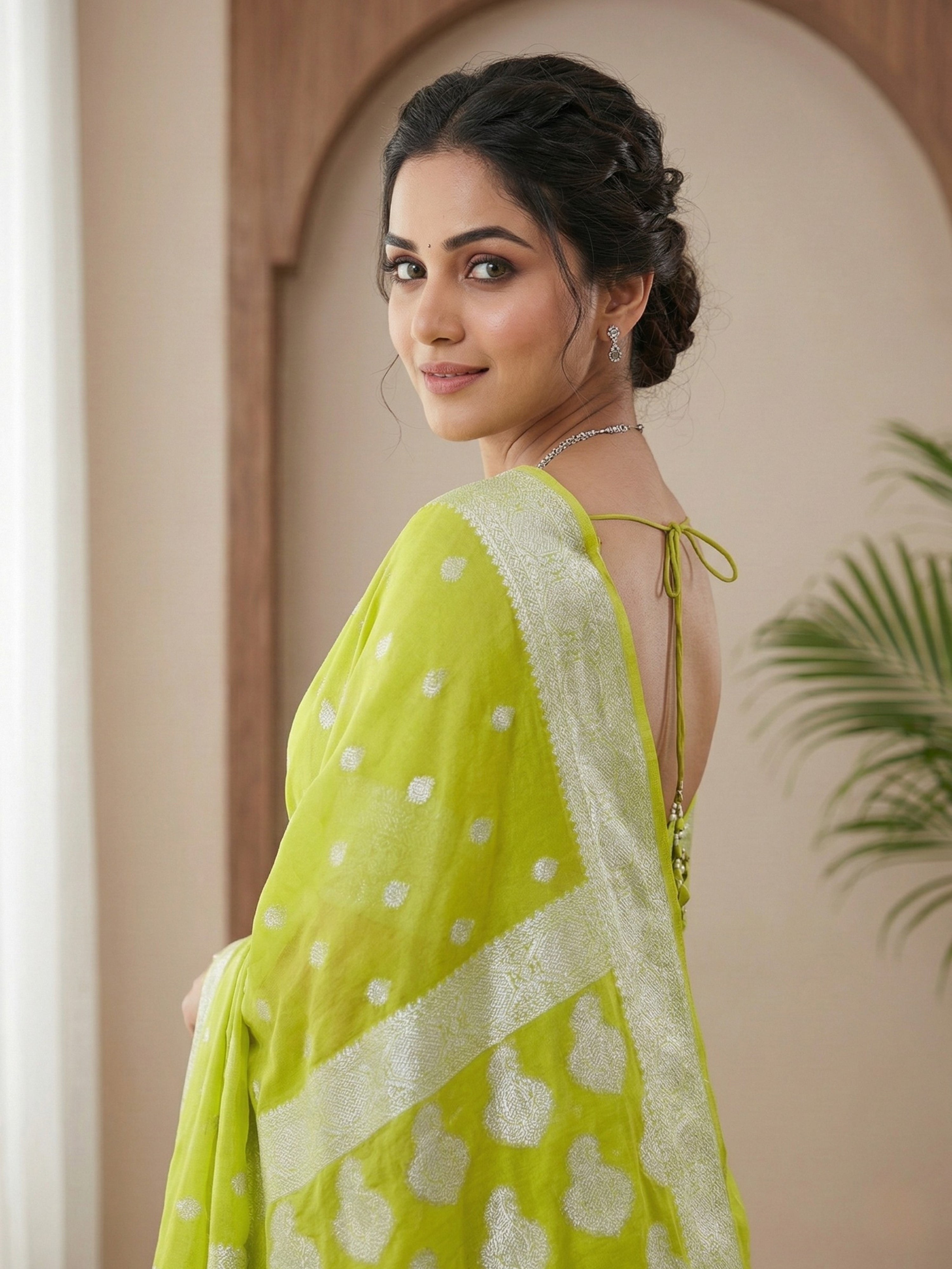 Banarasi Georgette Silver Zari Saree