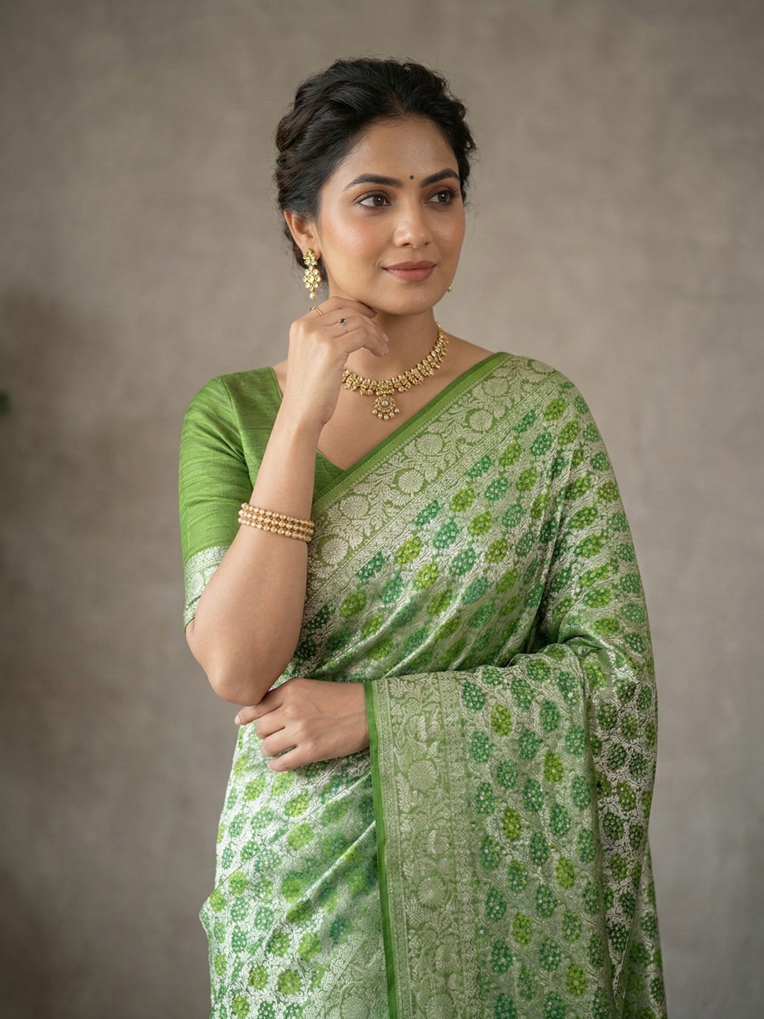 Banarasi Georgette Bandhej Meenakari Saree