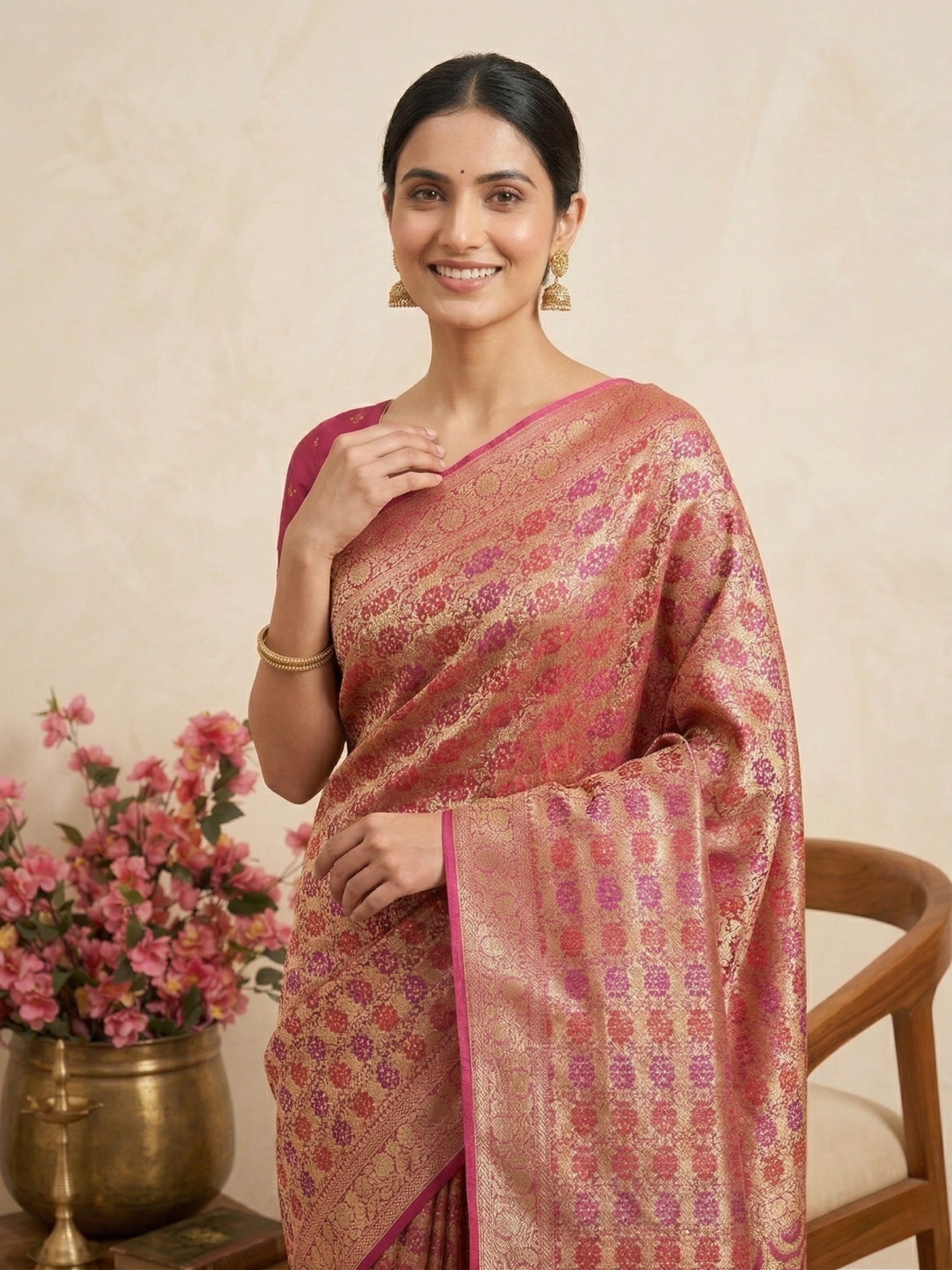 Banarasi Georgette Bandhej Meenakari Saree