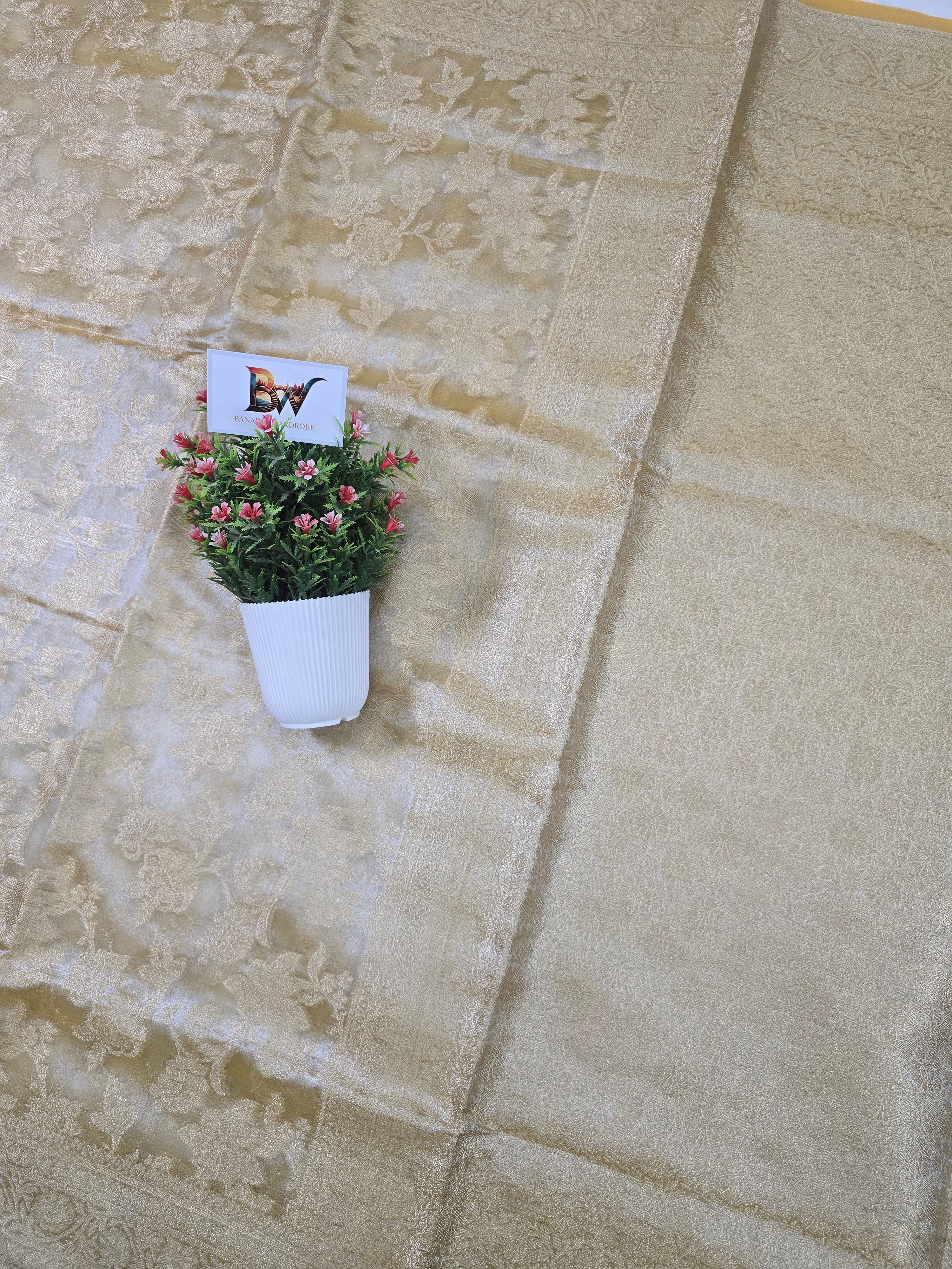 Glass Tissue Silk Banarasi Saree - All Over Jaal