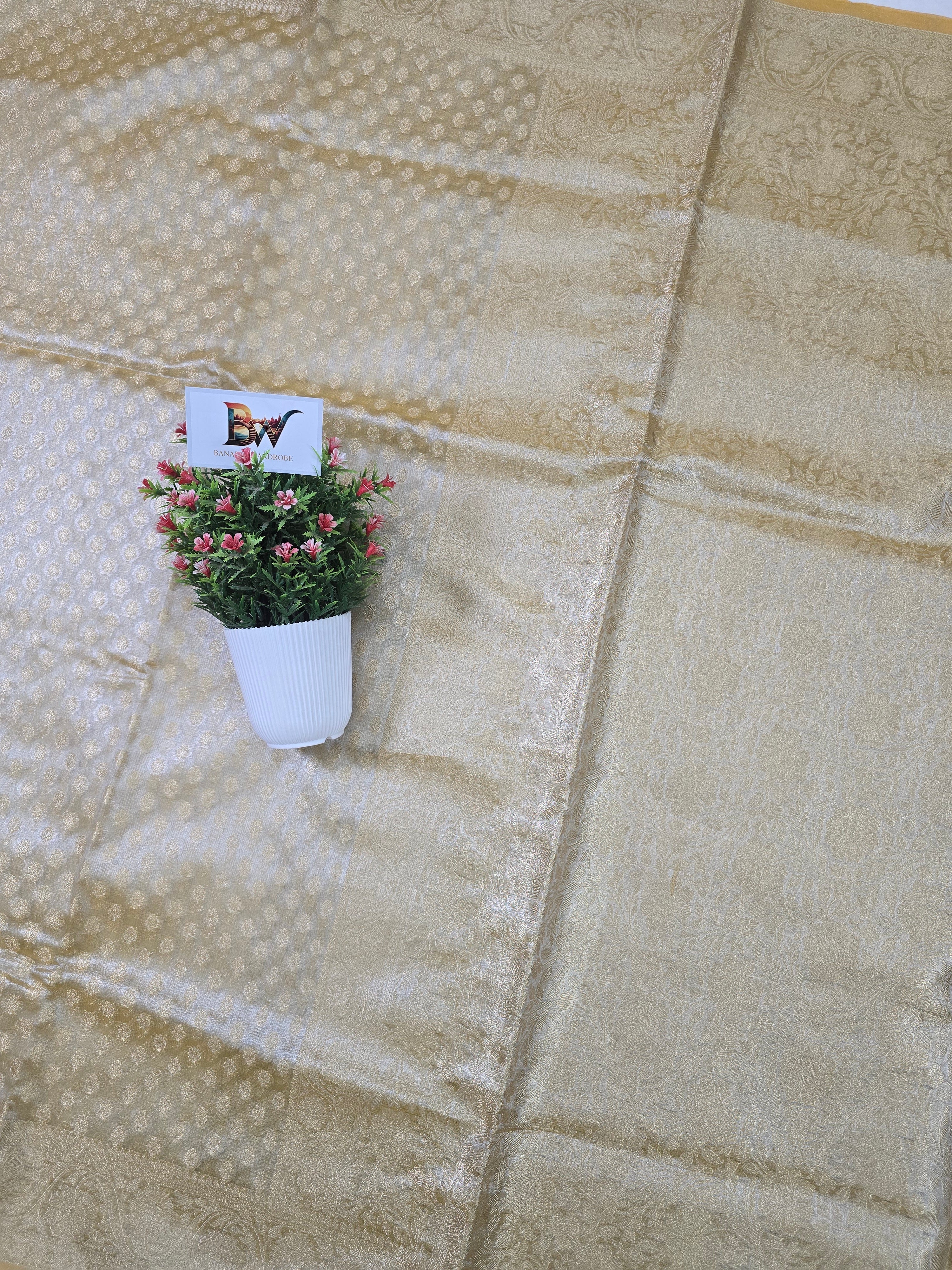 Glass Tissue Silk Banarasi Saree - All Over Booti