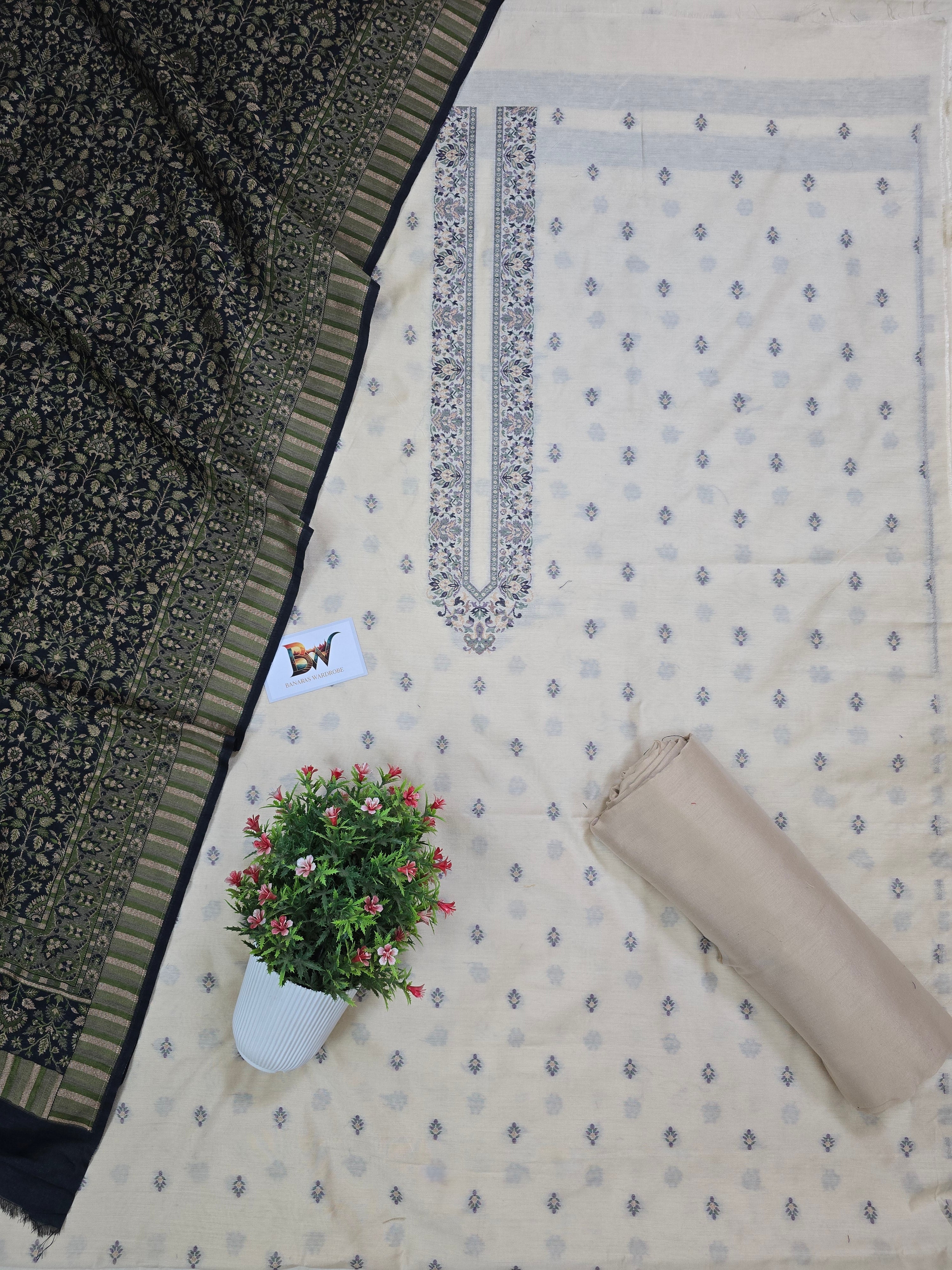 Masrise Pashmina Silk Banarasi Suit with Rich Woven Dupatta