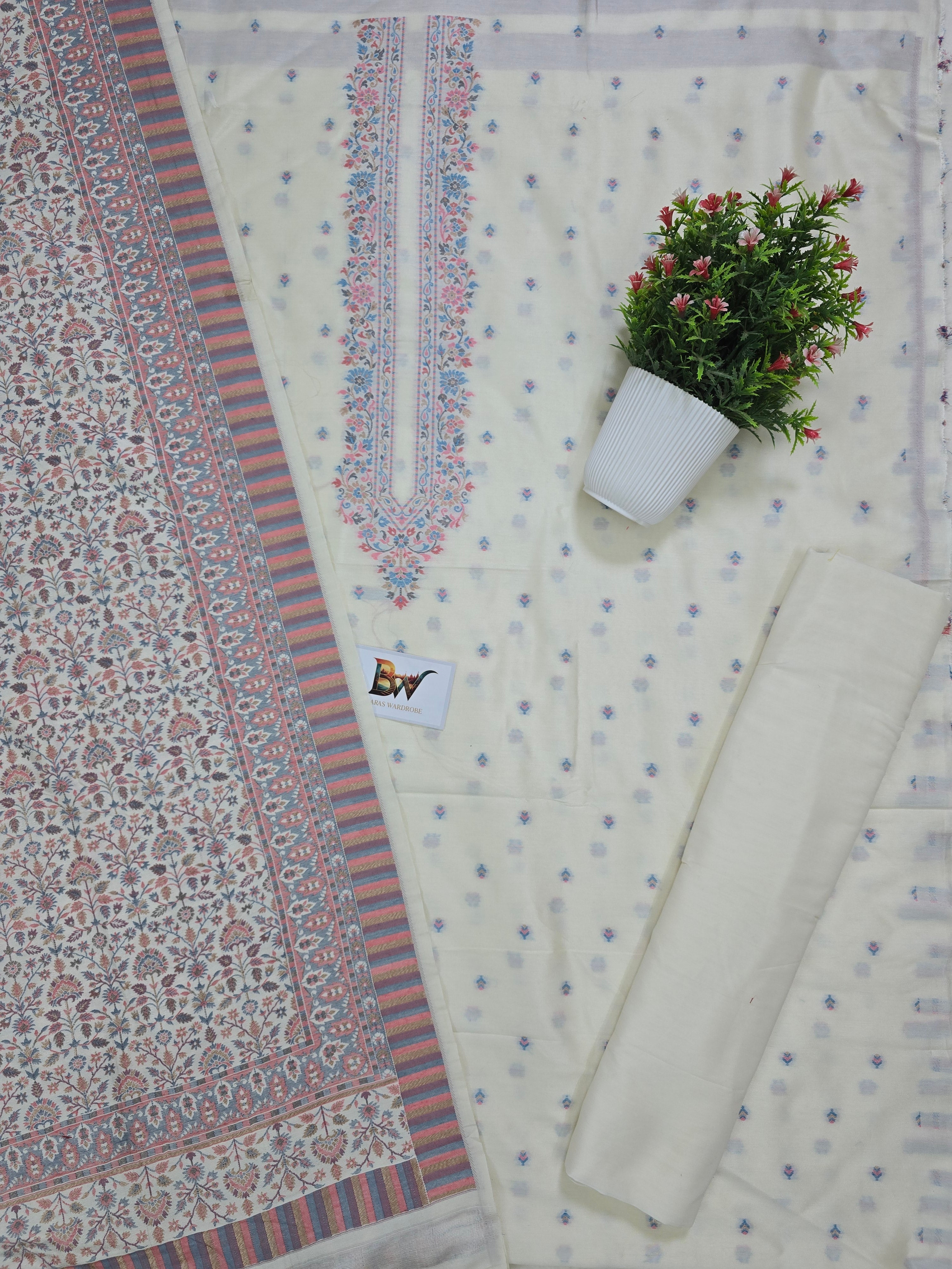 Masrise Pashmina Silk Banarasi Suit with Rich Woven Dupatta