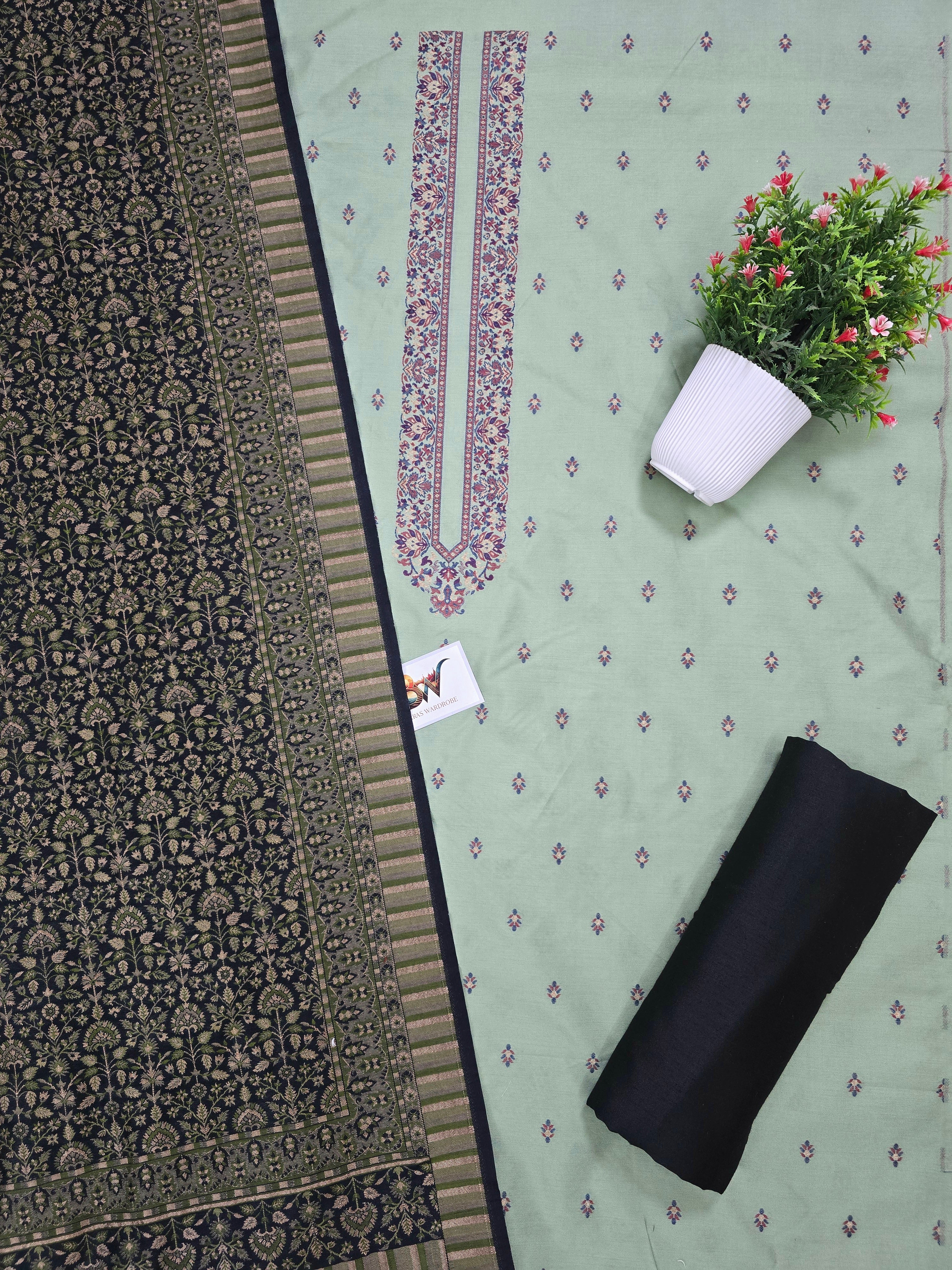 Masrise Pashmina Silk Banarasi Suit with Rich Woven Dupatta