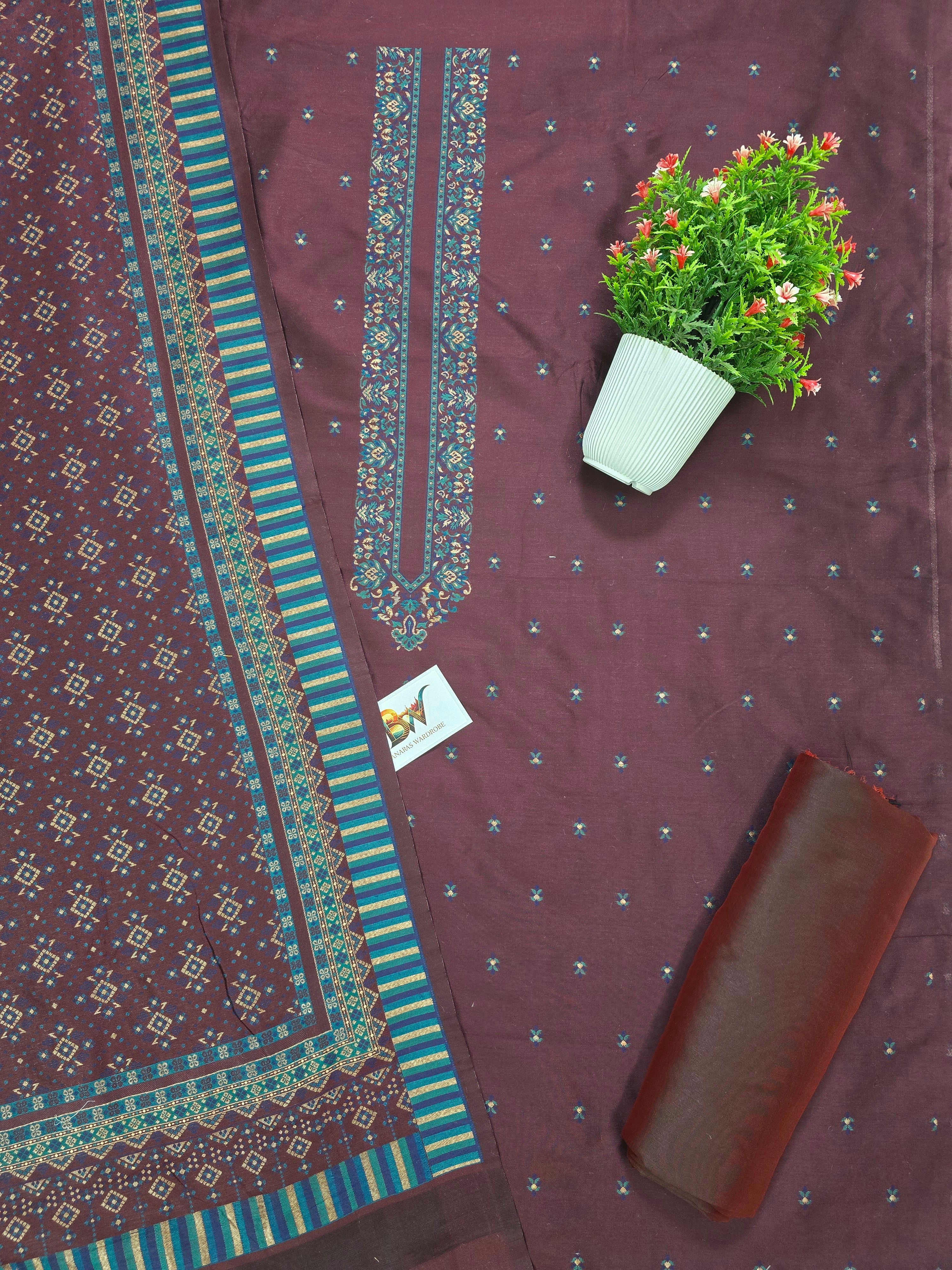 Masrise Pashmina Silk Banarasi Suit with Rich Woven Dupatta