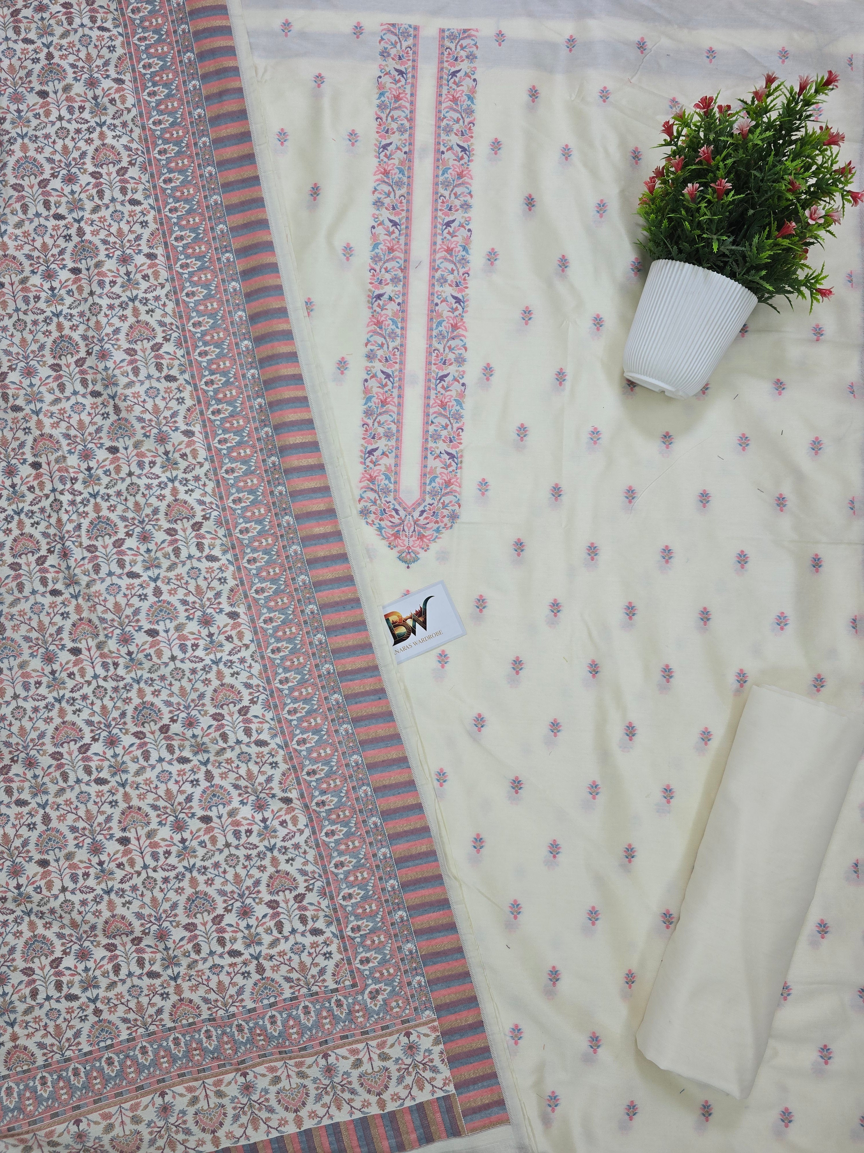 Masrise Pashmina Silk Banarasi Suit with Rich Woven Dupatta