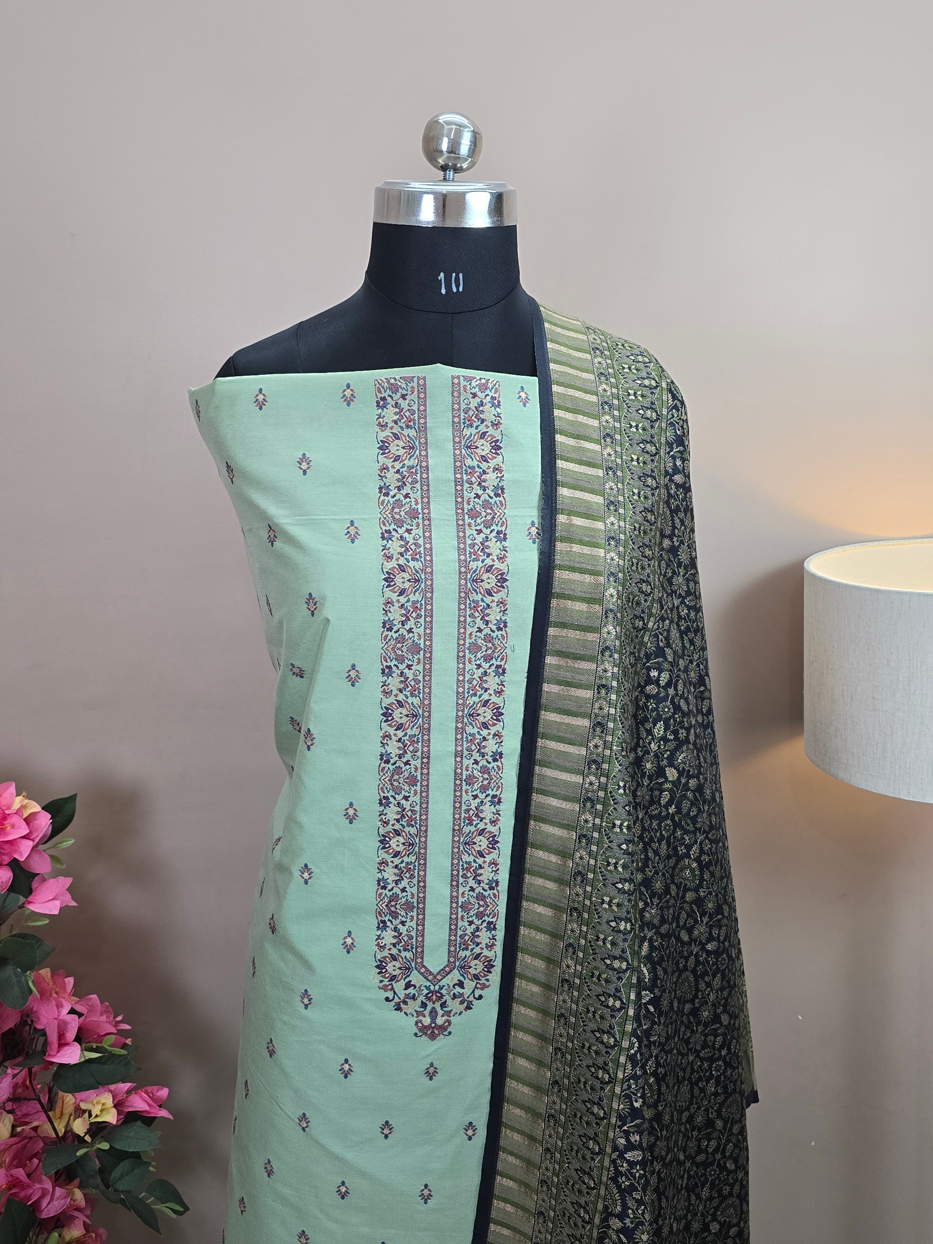 Masrise Pashmina Silk Banarasi Suit with Rich Woven Dupatta