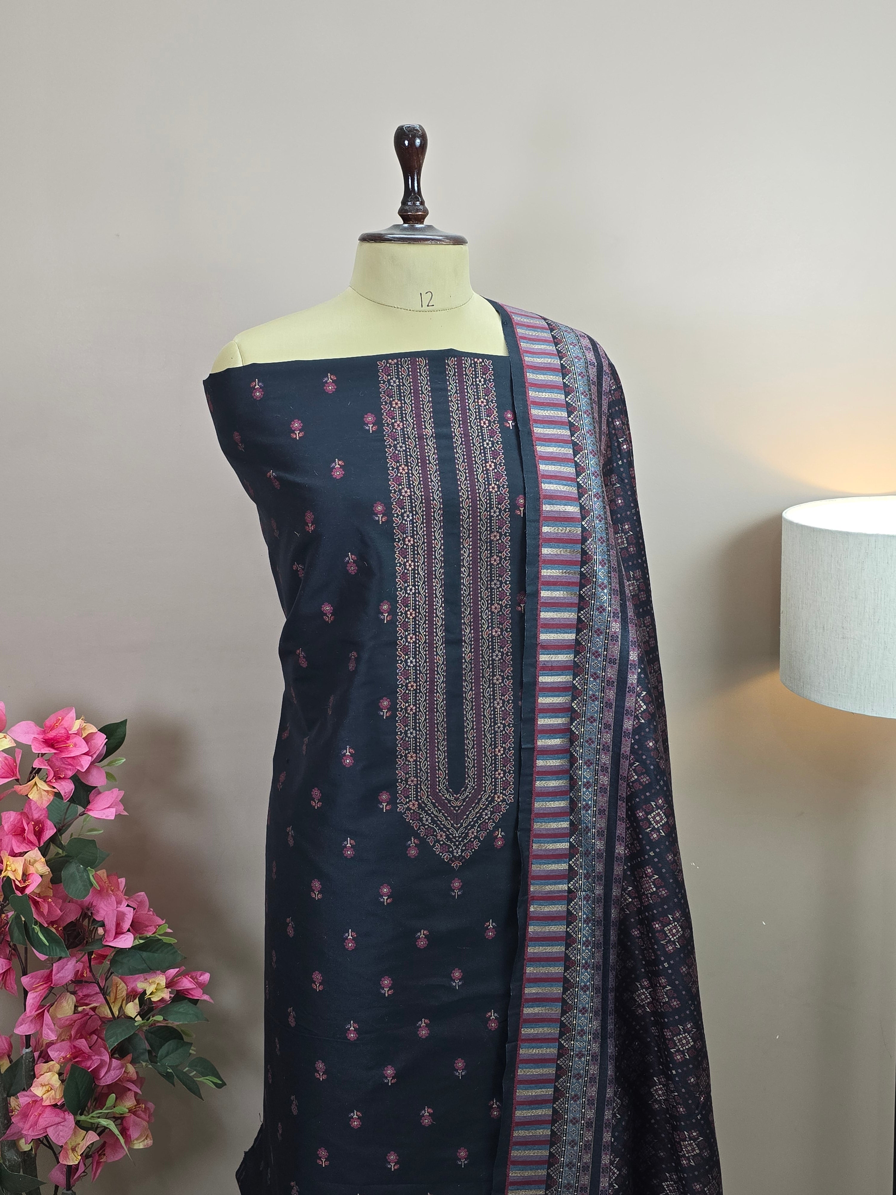 Masrise Pashmina Silk Banarasi Suit with Rich Woven Dupatta