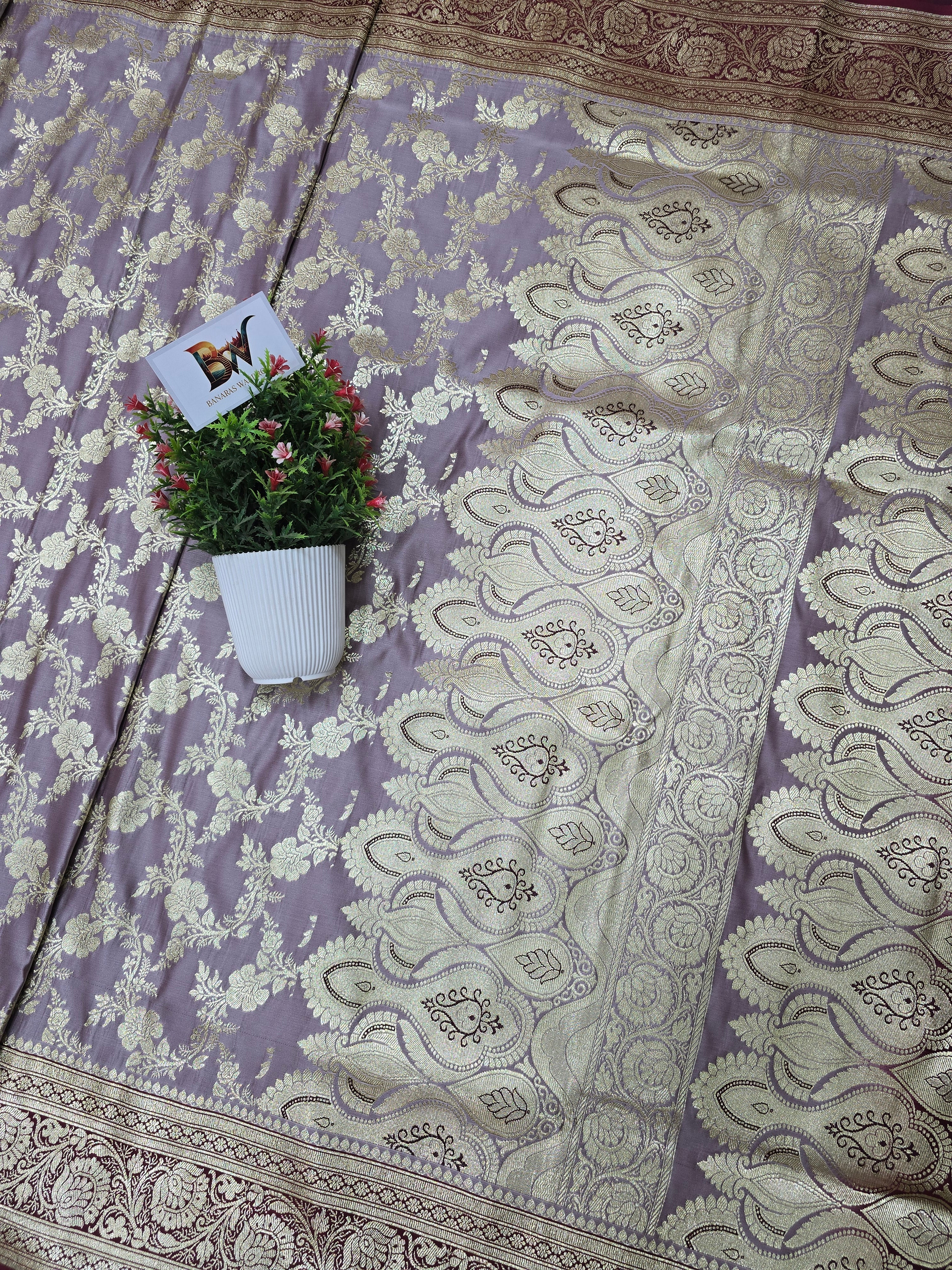 Contrast Malai Katan Silk Banarasi Saree