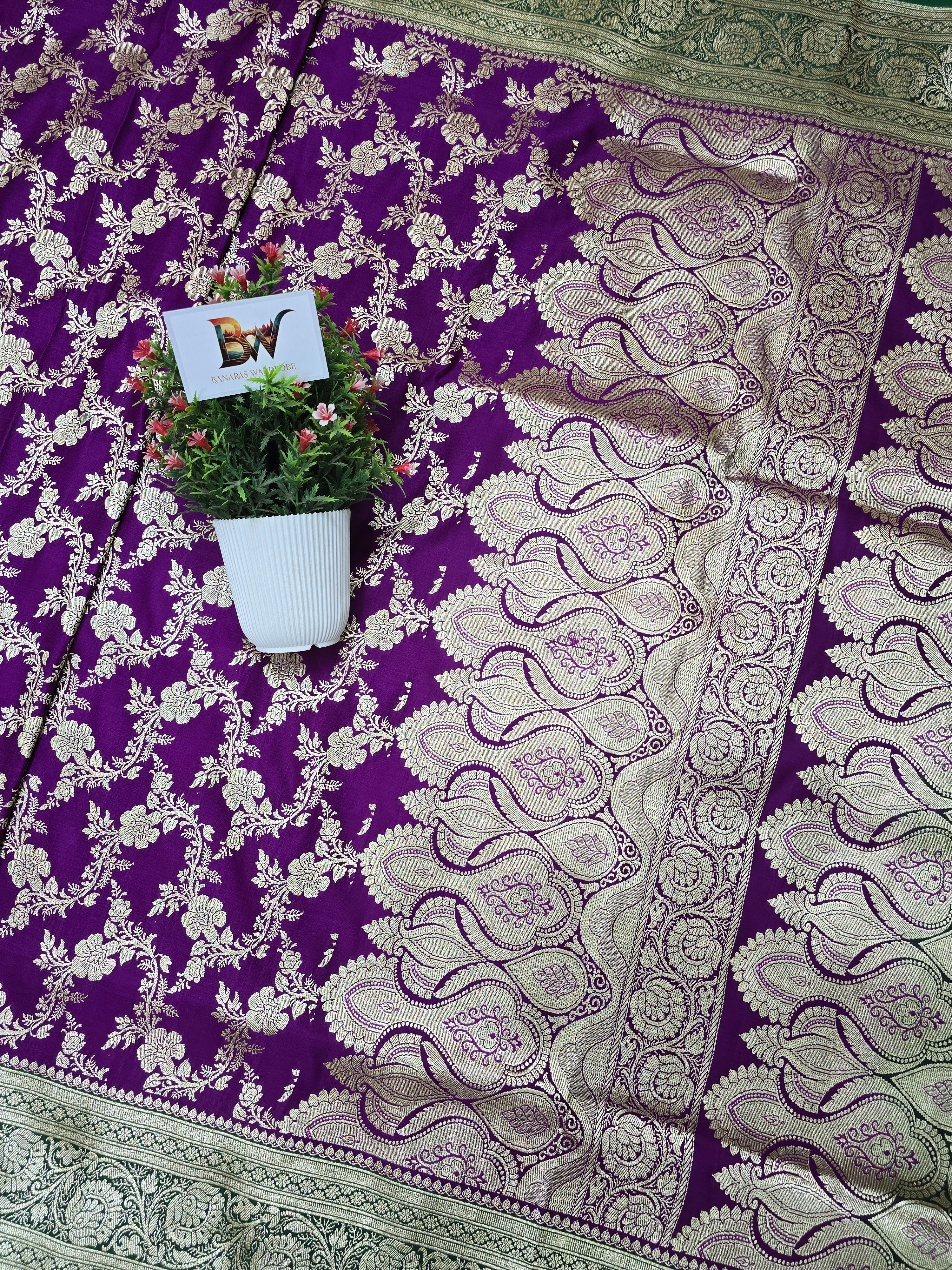 Contrast Malai Katan Silk Banarasi Saree