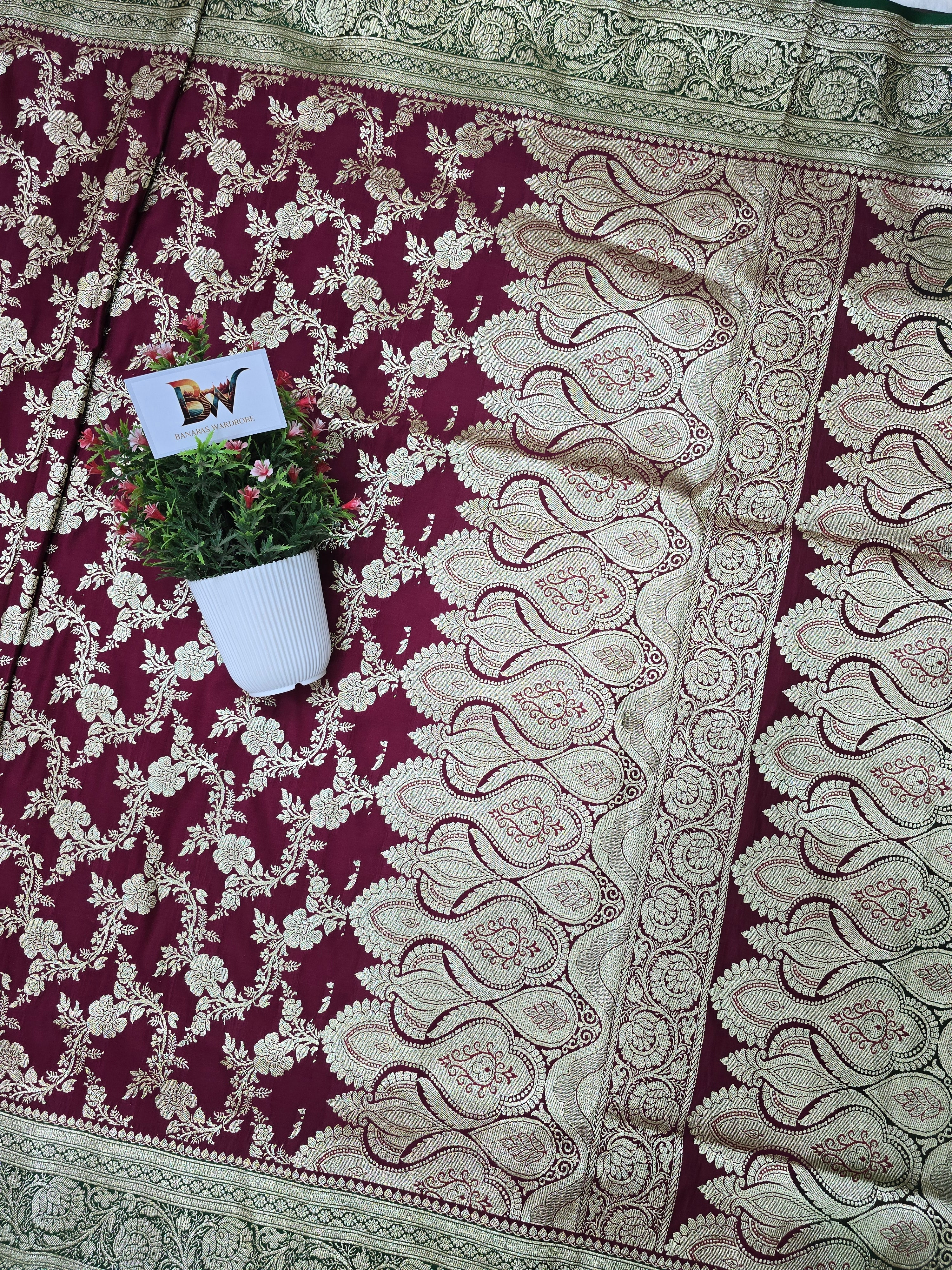 Contrast Malai Katan Silk Banarasi Saree