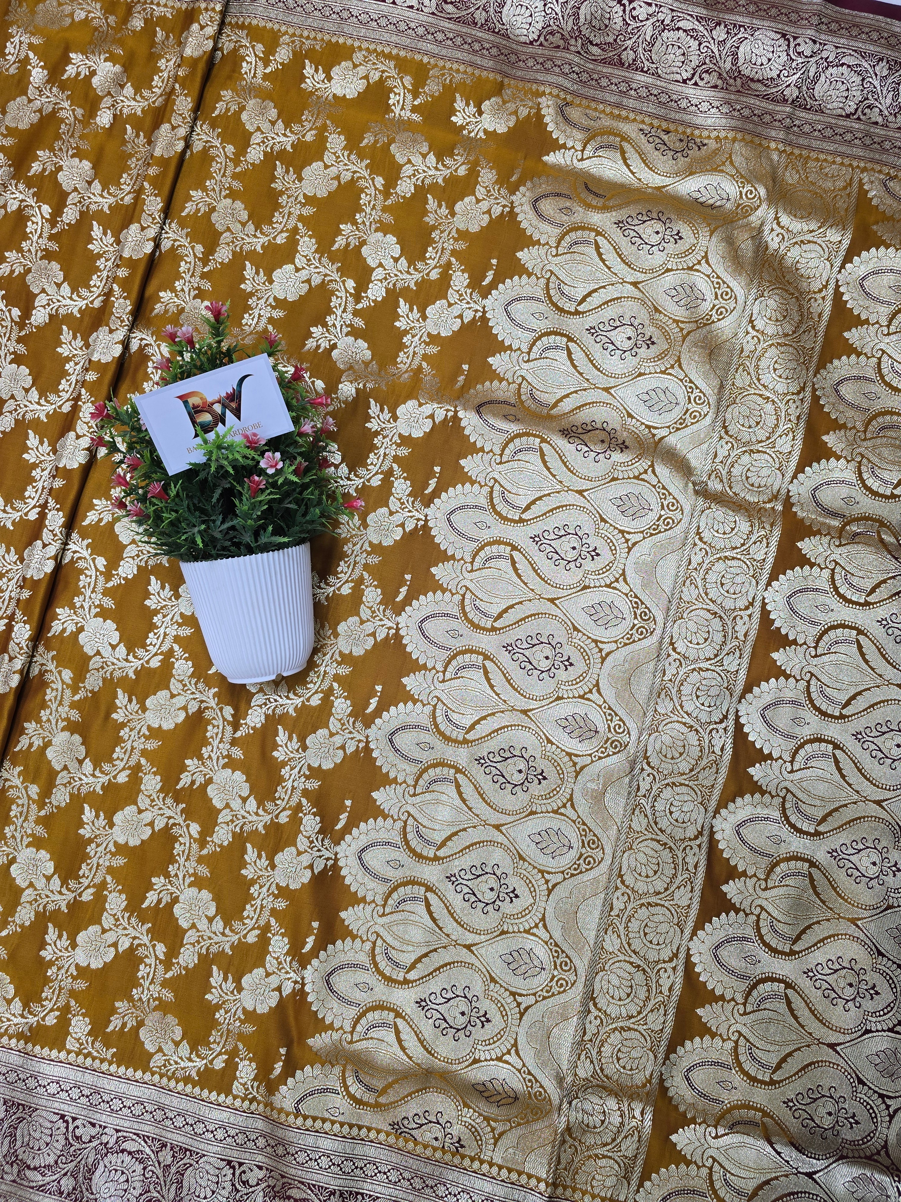 Contrast Malai Katan Silk Banarasi Saree