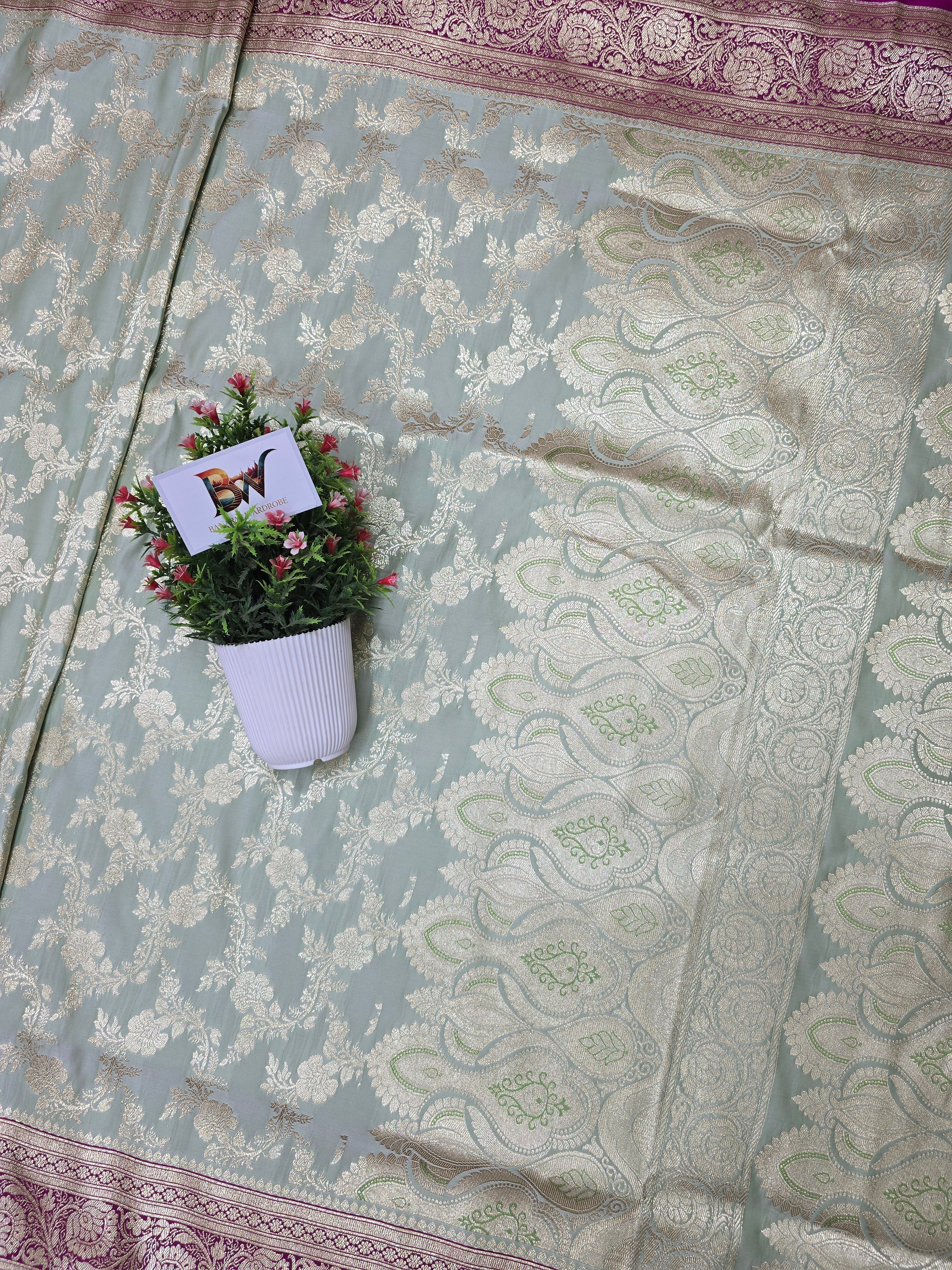Contrast Malai Katan Silk Banarasi Saree