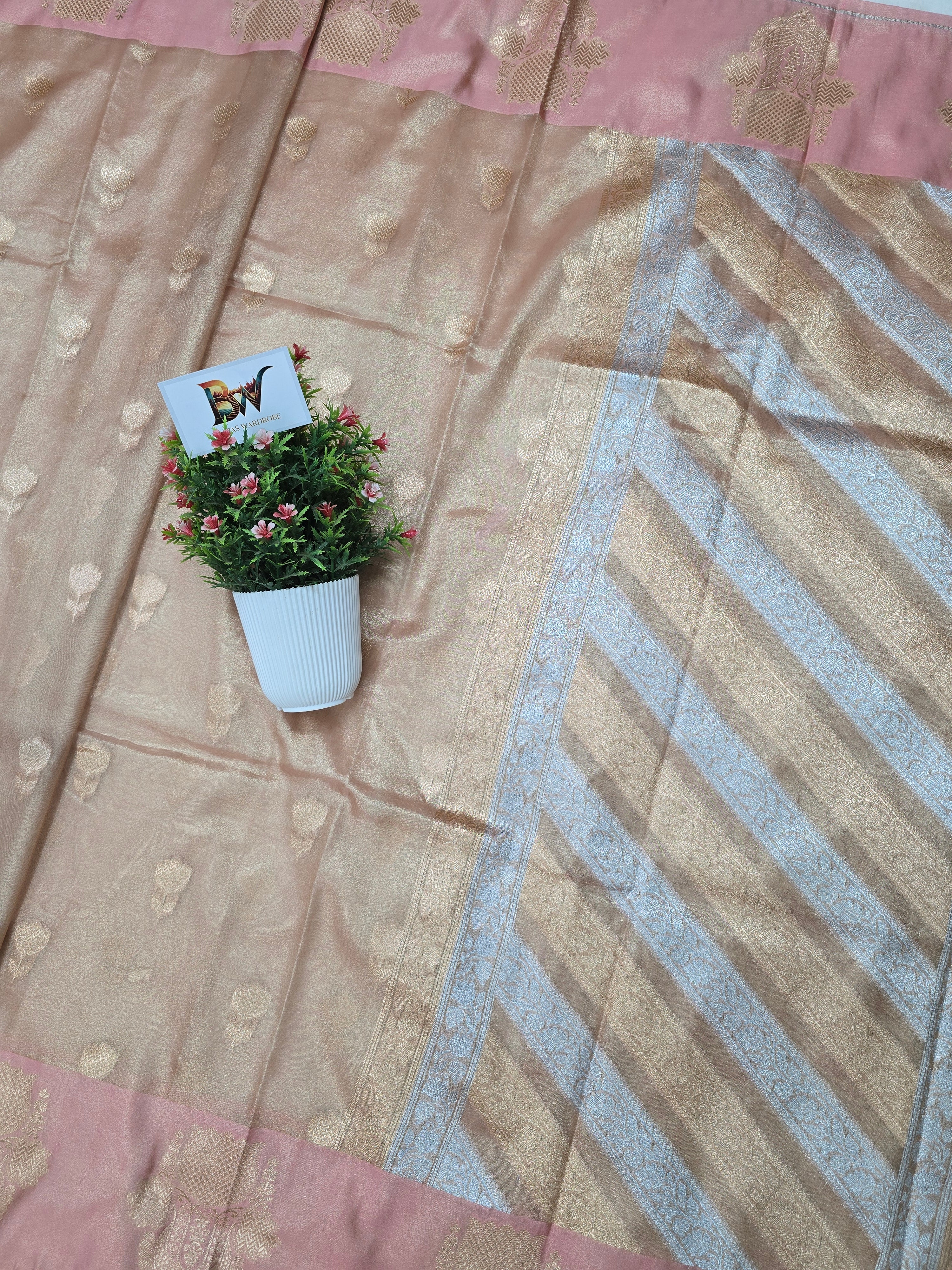 Banarasi Tissue Silk Saree with Rich Floral Border