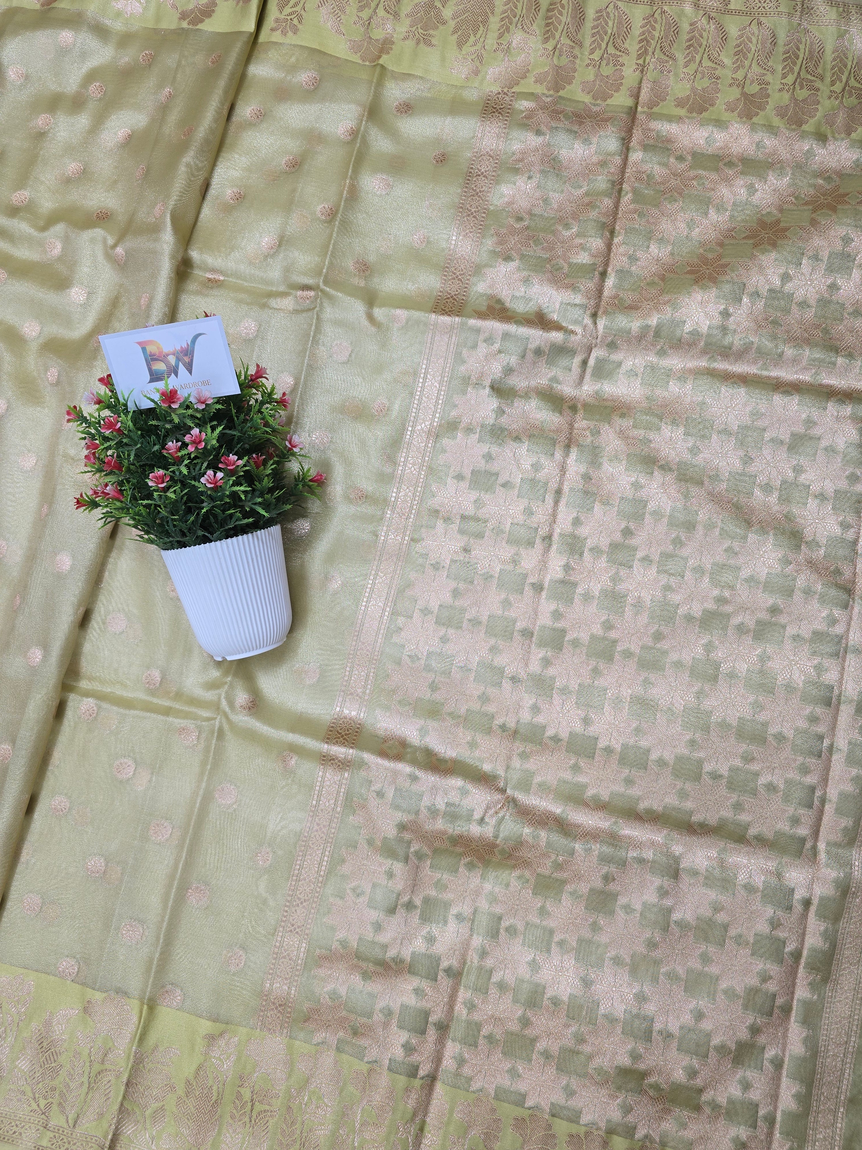 Banarasi Tissue Silk Saree with Rich Floral Border