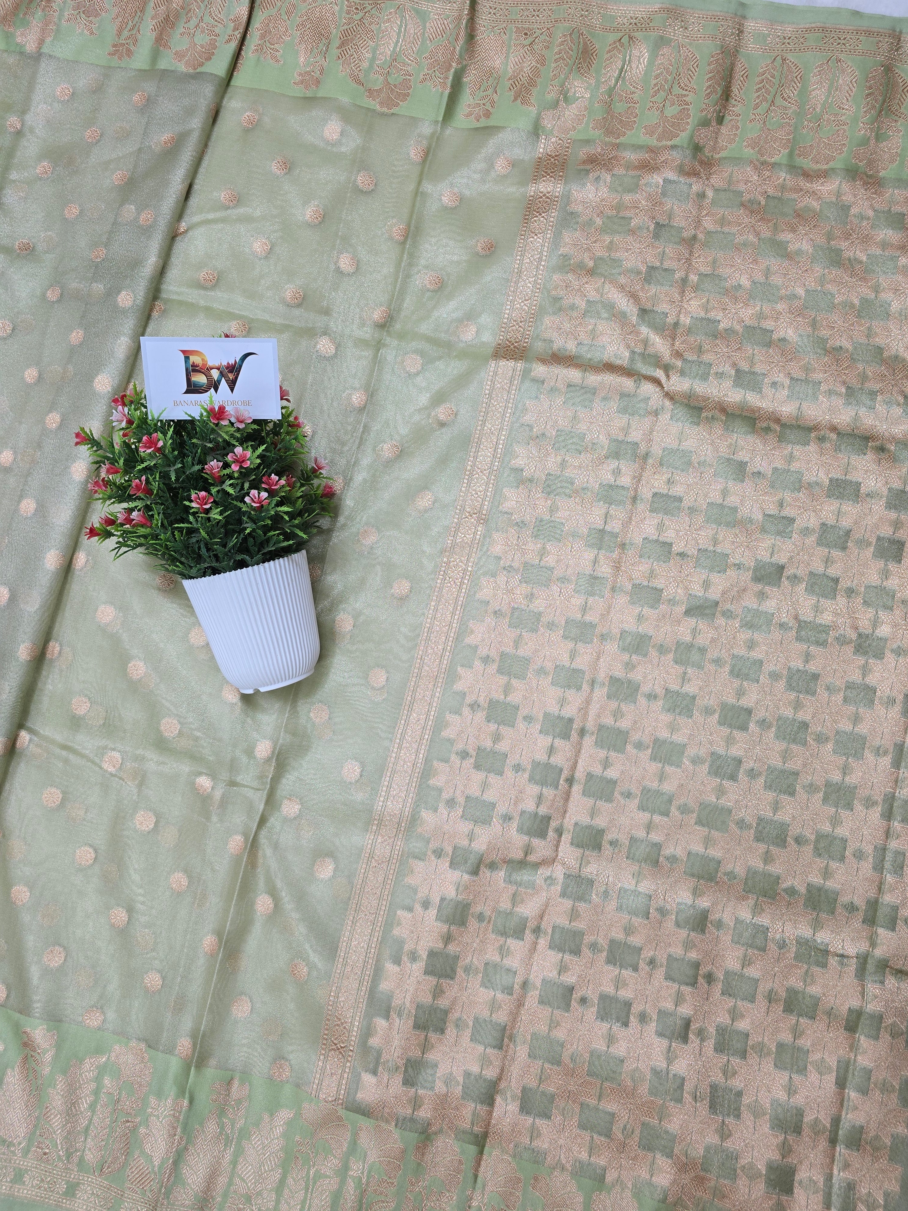 Banarasi Tissue Silk Saree with Rich Floral Border