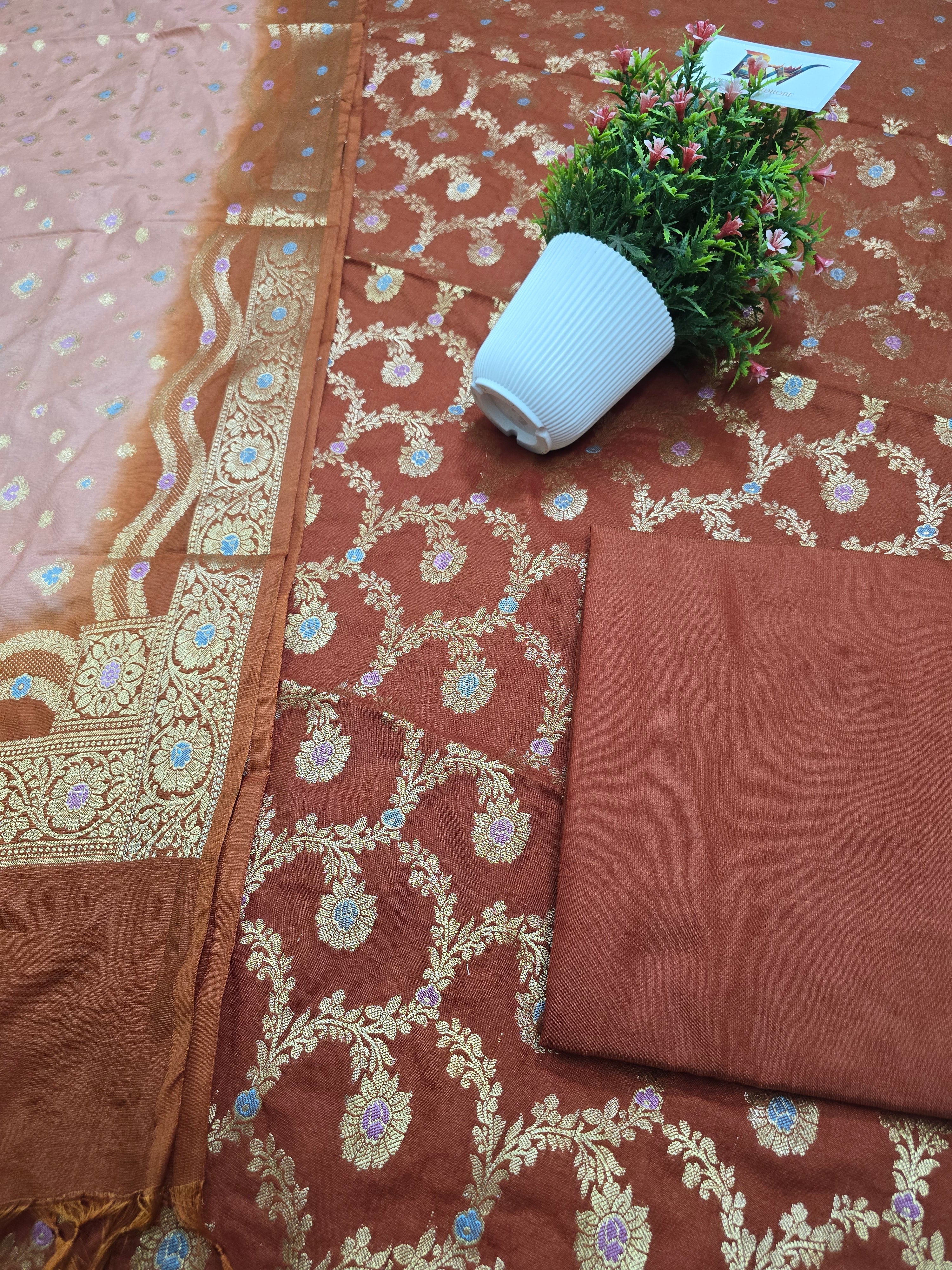 Banarasi Katan Silk Meenakari Jaal Suit