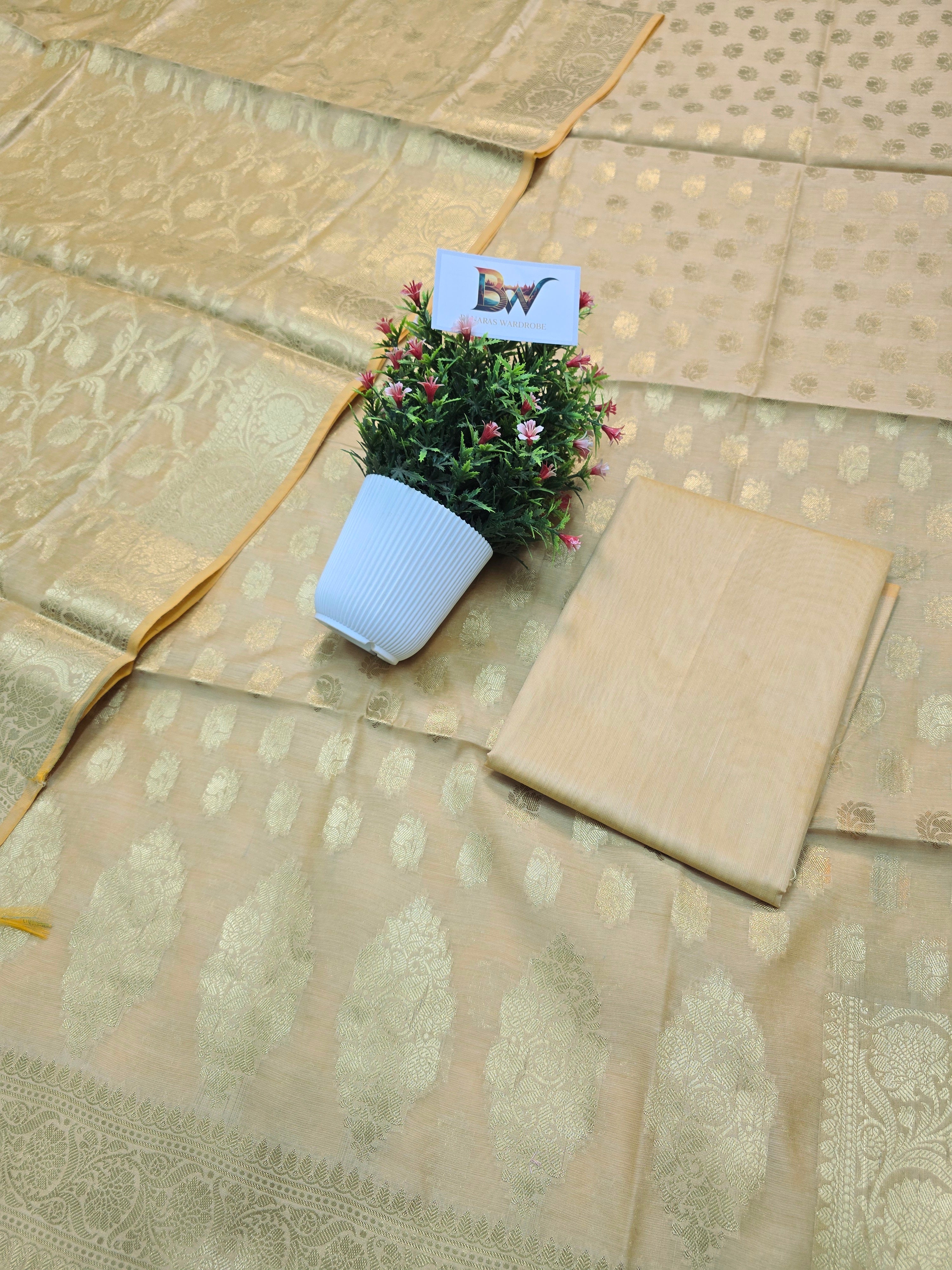 Banarasi Masrise Cotton Suit with All Over Booti