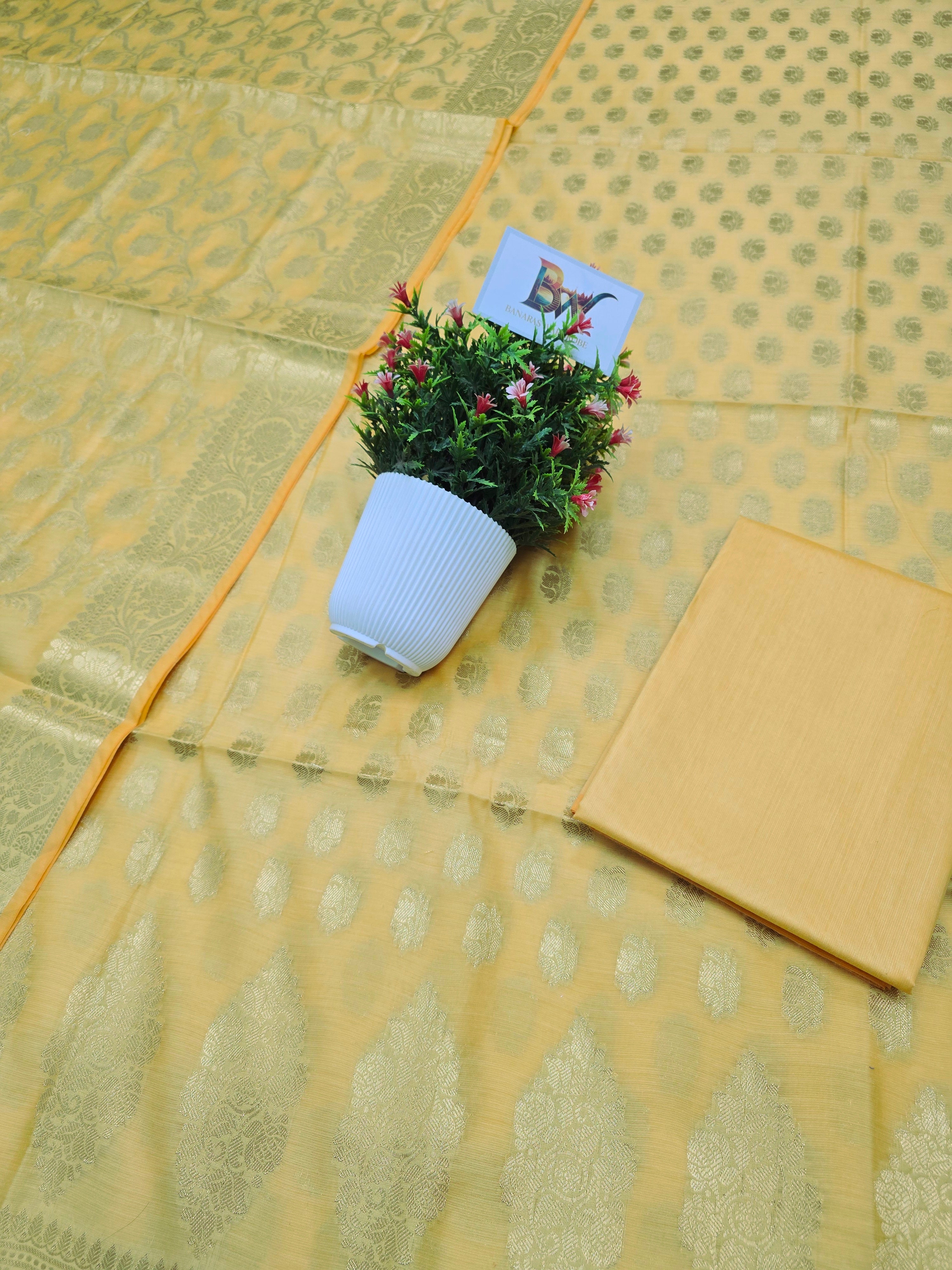 Banarasi Masrise Cotton Suit with All Over Booti