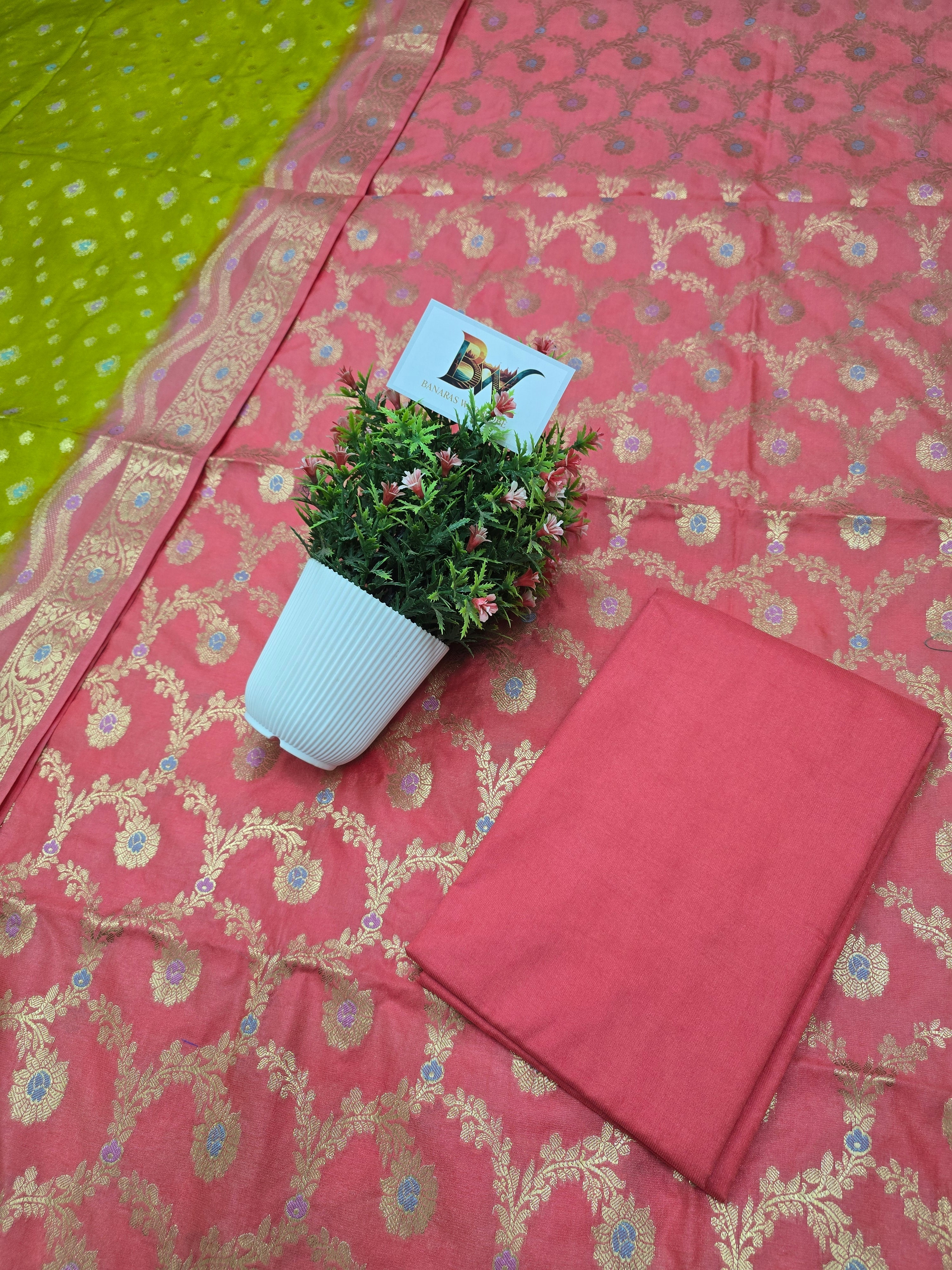 Banarasi Katan Silk Meenakari Jaal Suit
