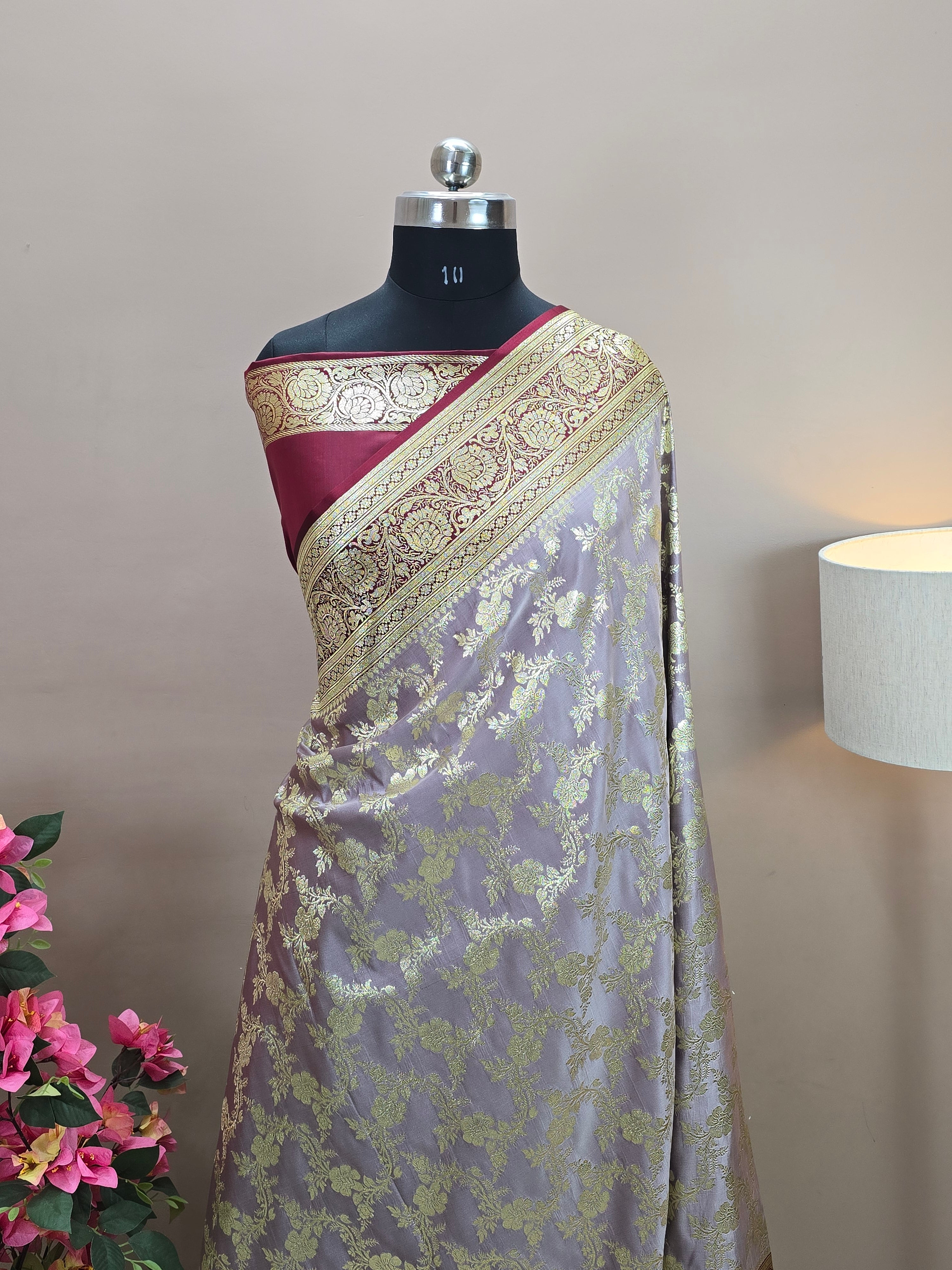 Contrast Malai Katan Silk Banarasi Saree