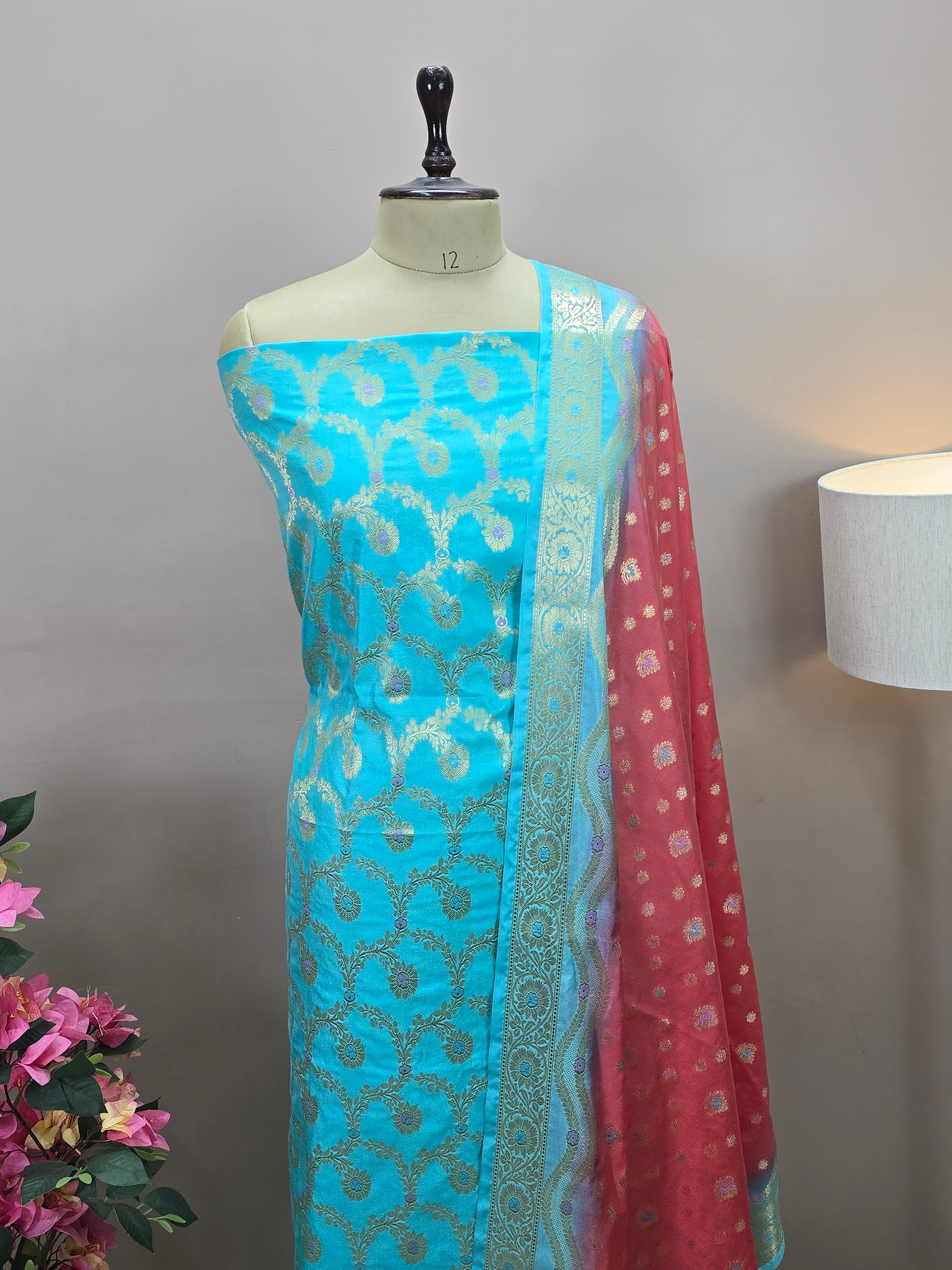 Banarasi Katan Silk Meenakari Jaal Suit