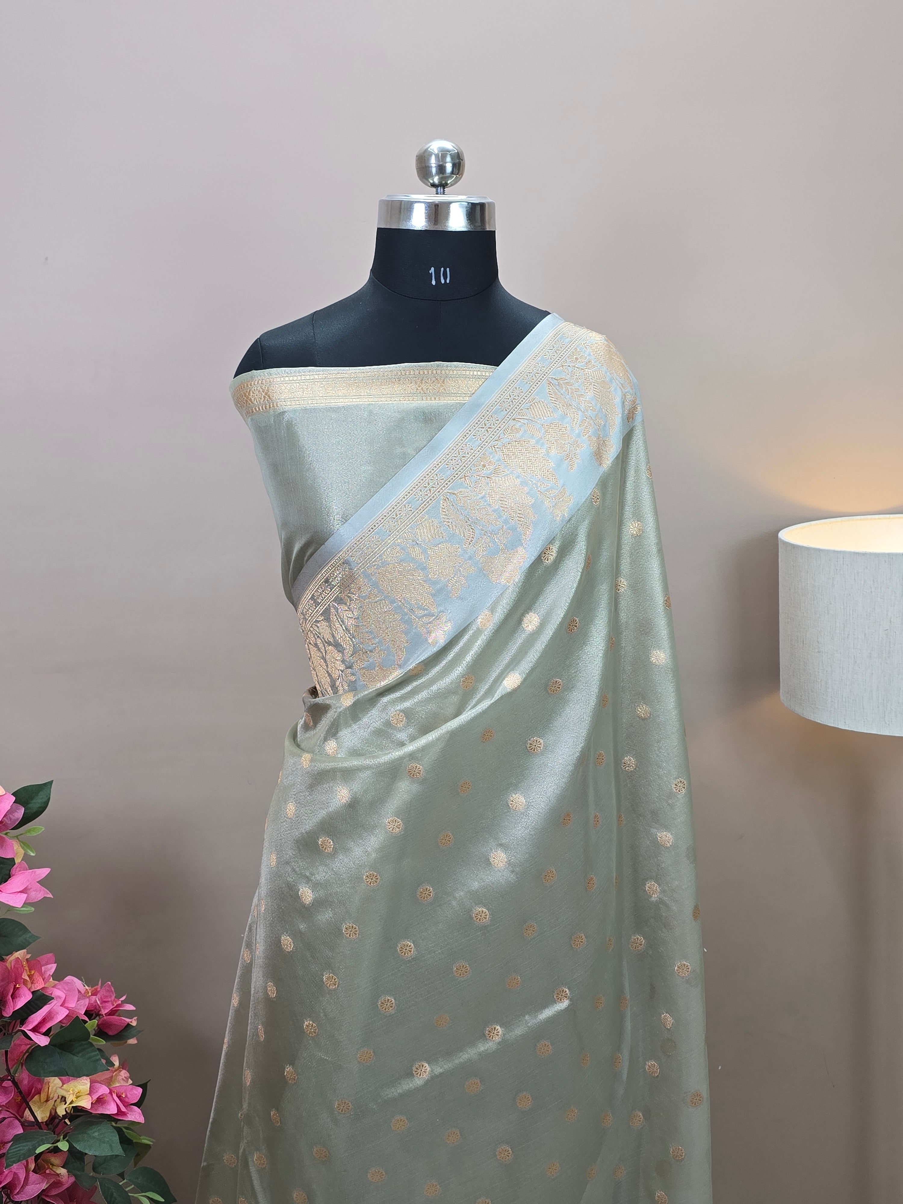 Banarasi Tissue Silk Saree with Rich Floral Border