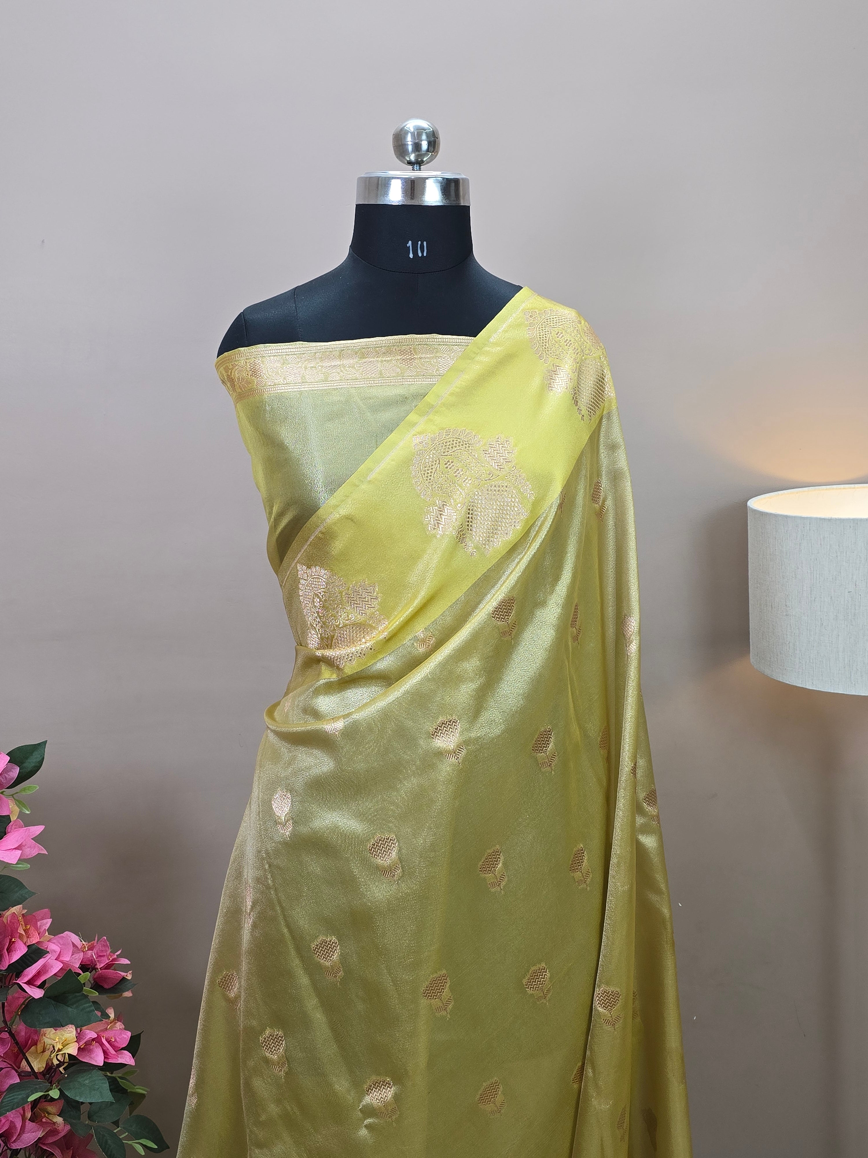 Banarasi Tissue Silk Saree with Rich Floral Border