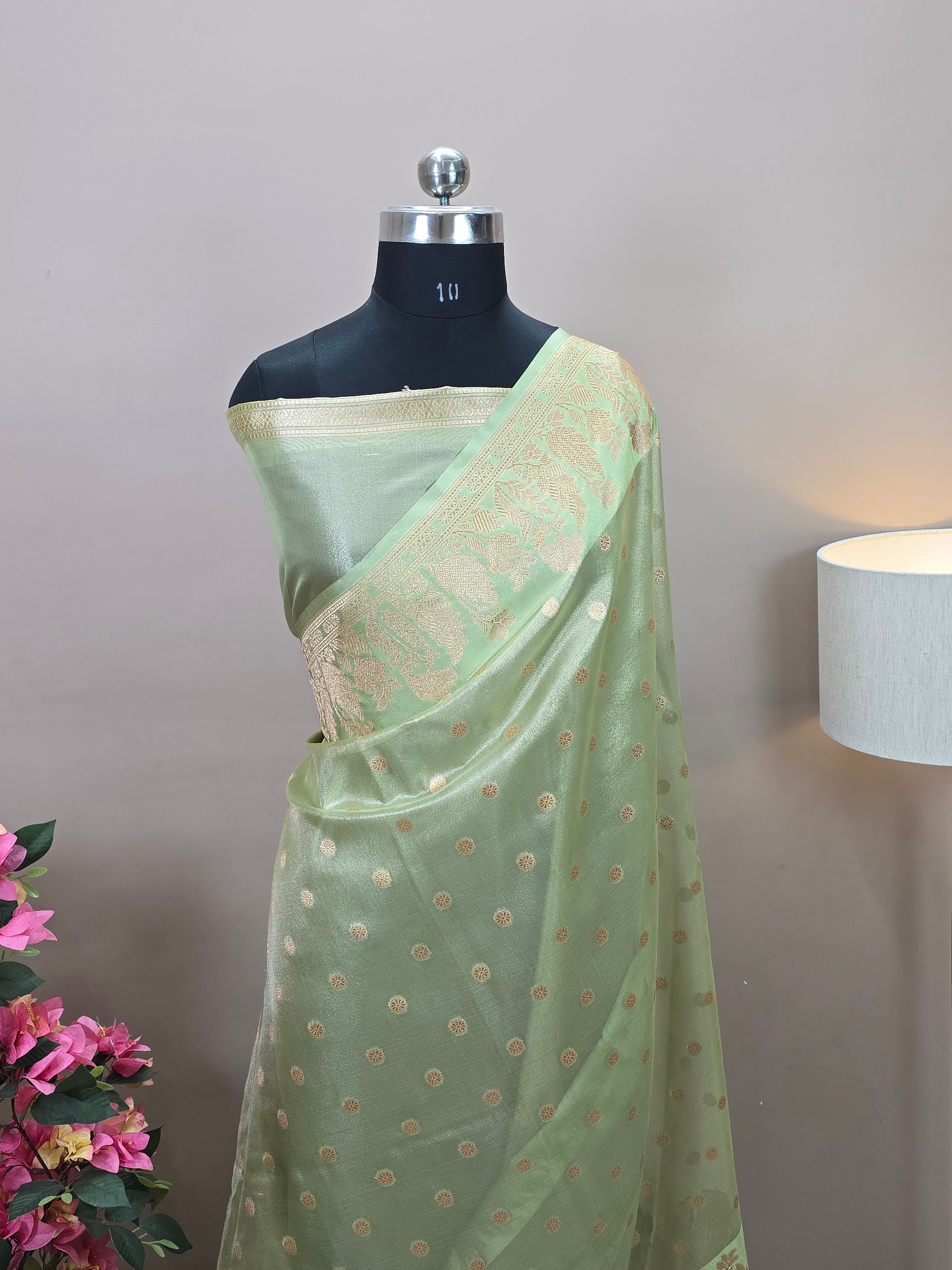 Banarasi Tissue Silk Saree with Rich Floral Border