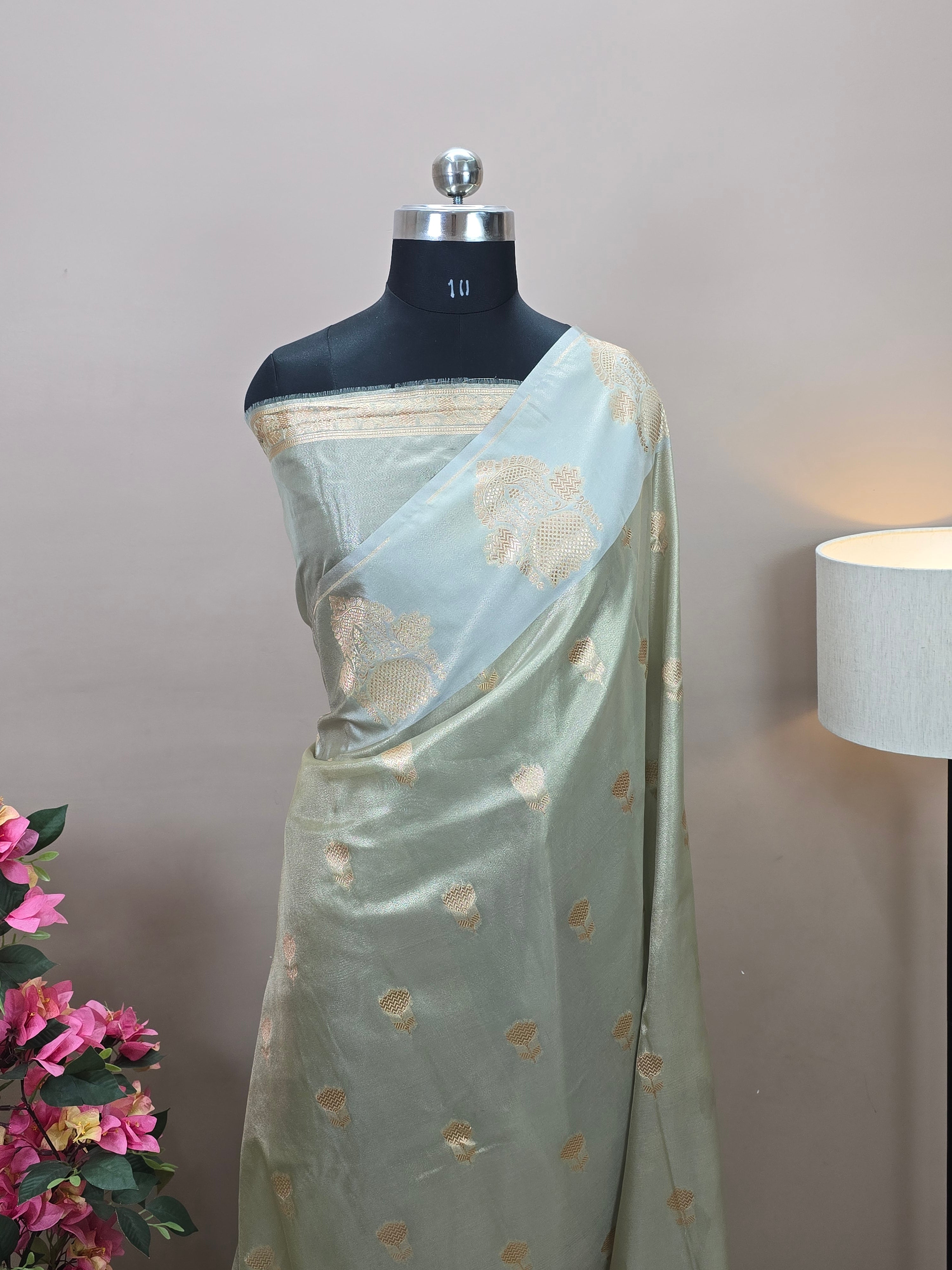 Banarasi Tissue Silk Saree with Rich Floral Border
