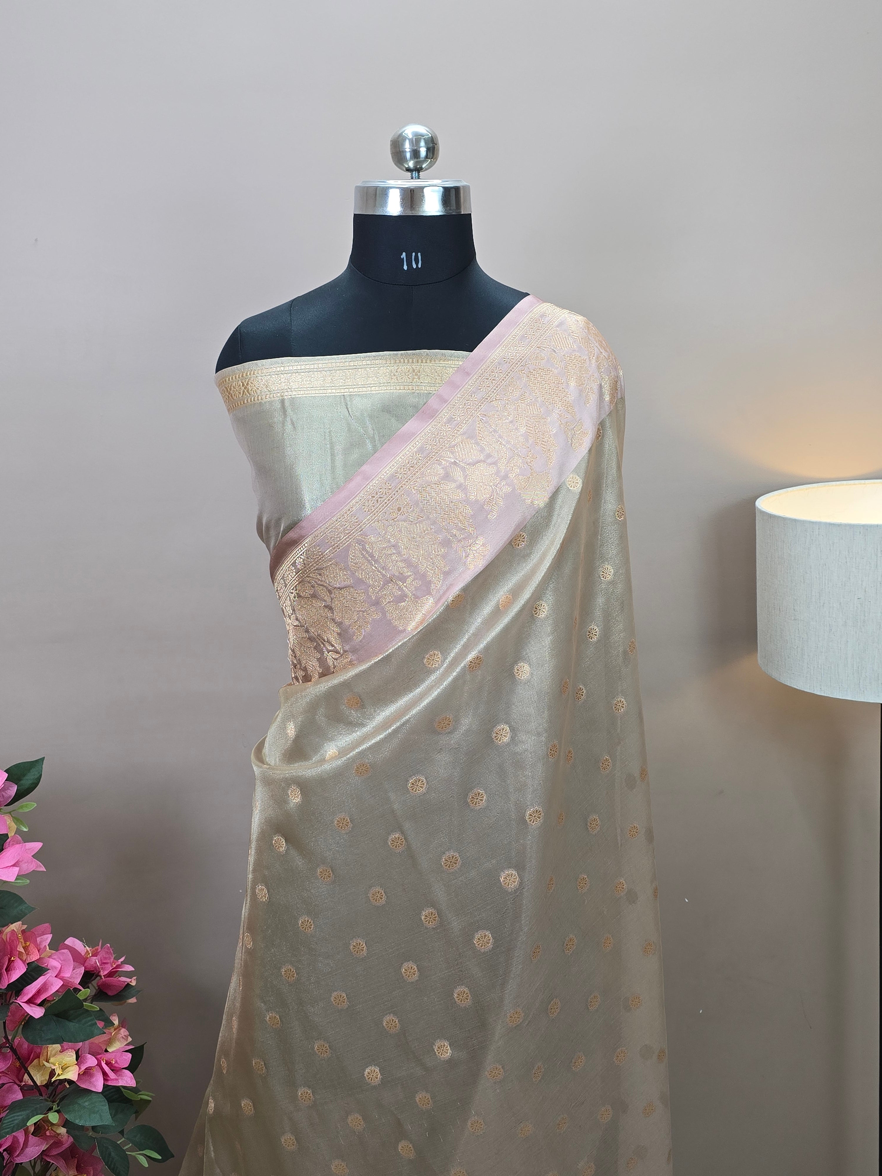 Banarasi Tissue Silk Saree with Rich Floral Border