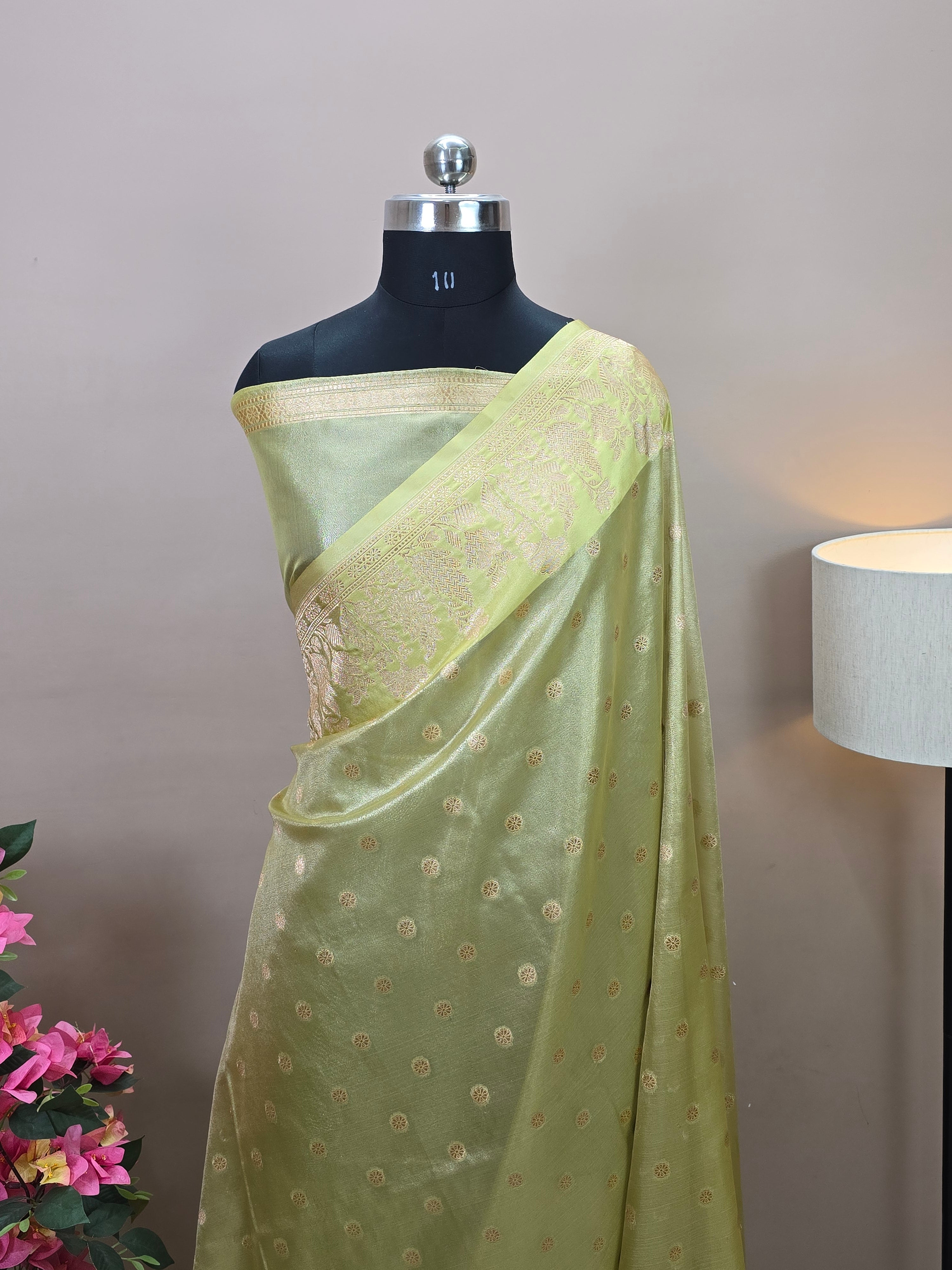 Banarasi Tissue Silk Saree with Rich Floral Border