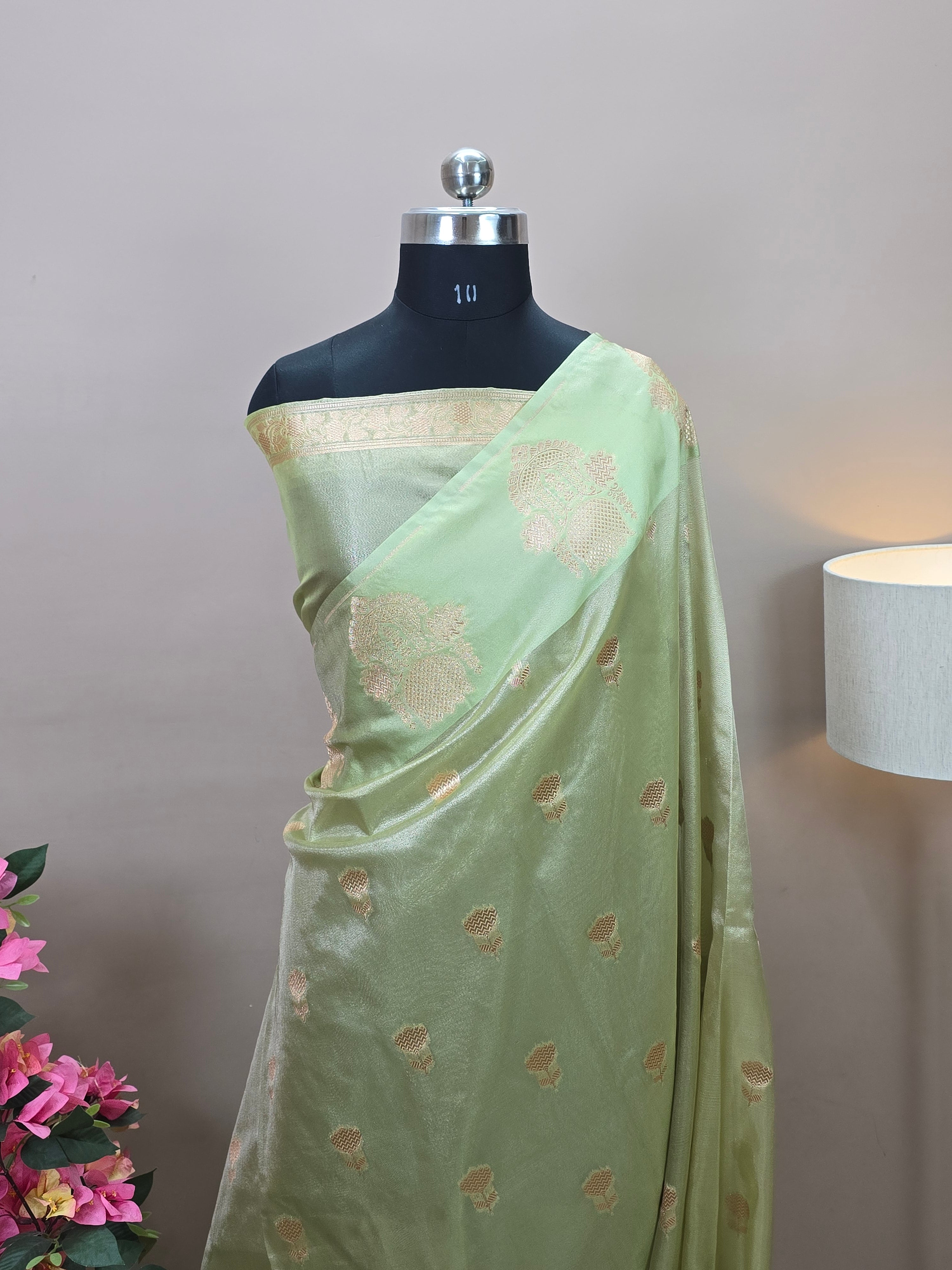 Banarasi Tissue Silk Saree with Rich Floral Border