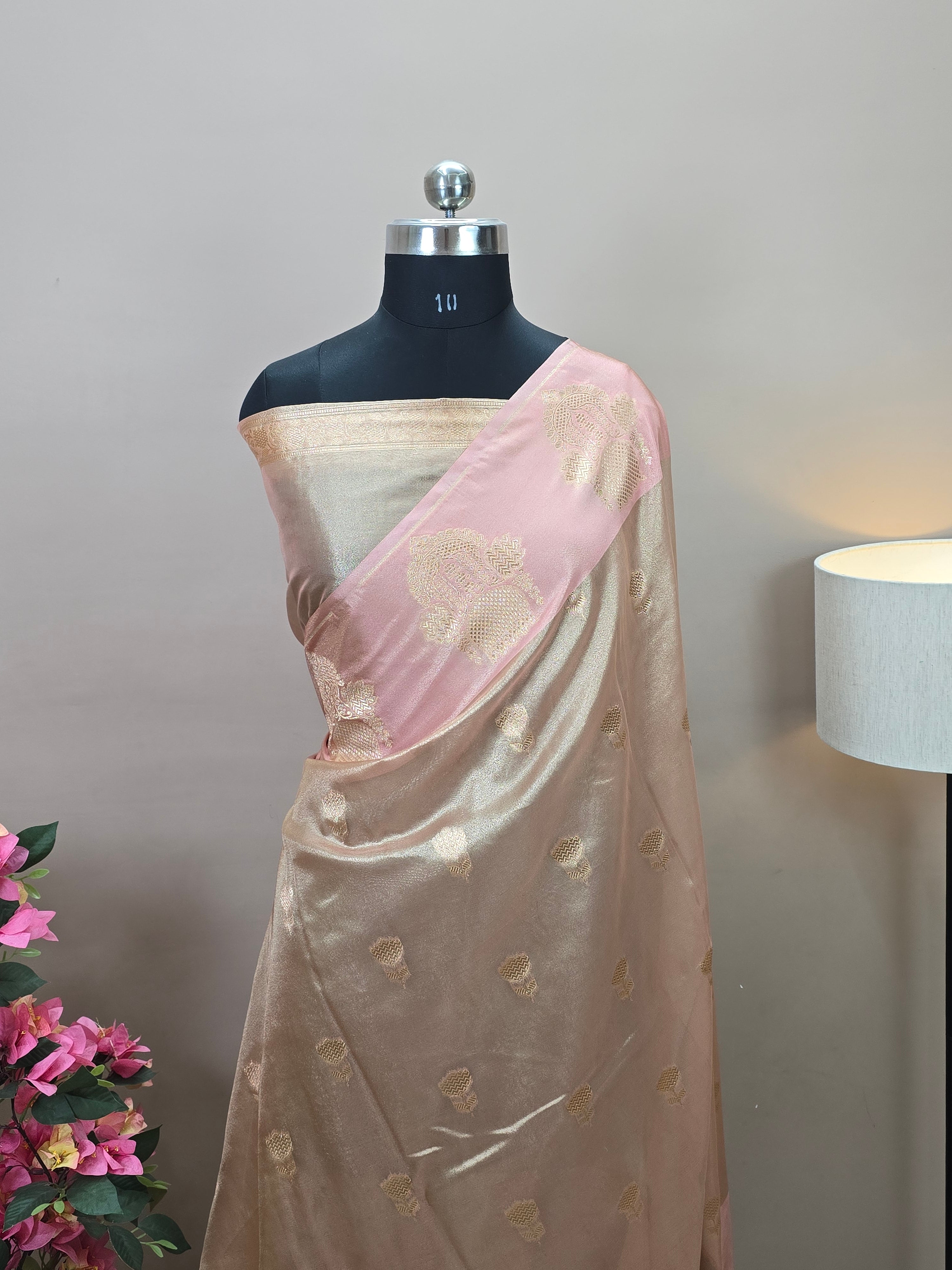 Banarasi Tissue Silk Saree with Rich Floral Border