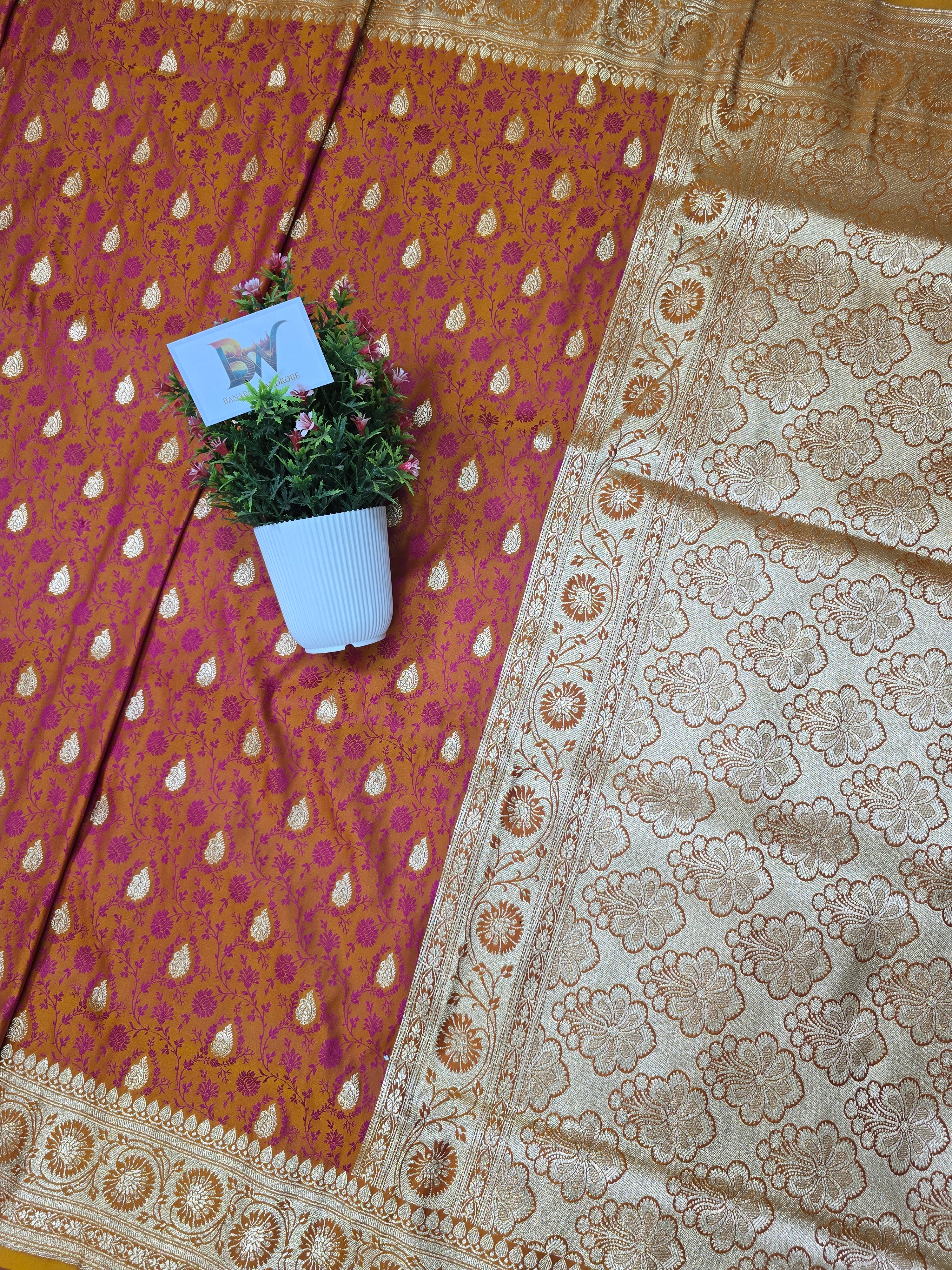 Banarasi Satin Malai Katan Tanchui Saree