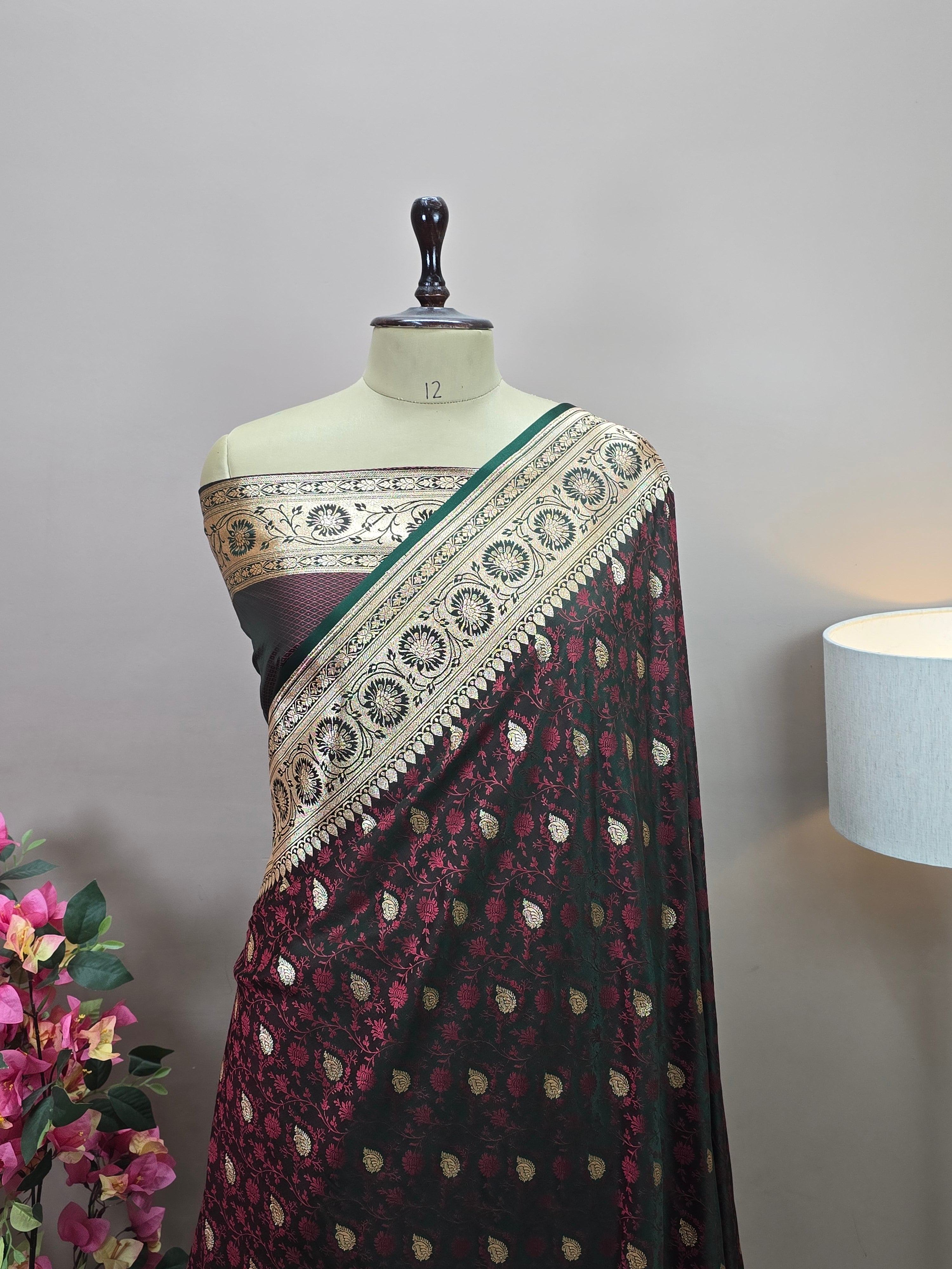 Banarasi Satin Malai Katan Tanchui Saree