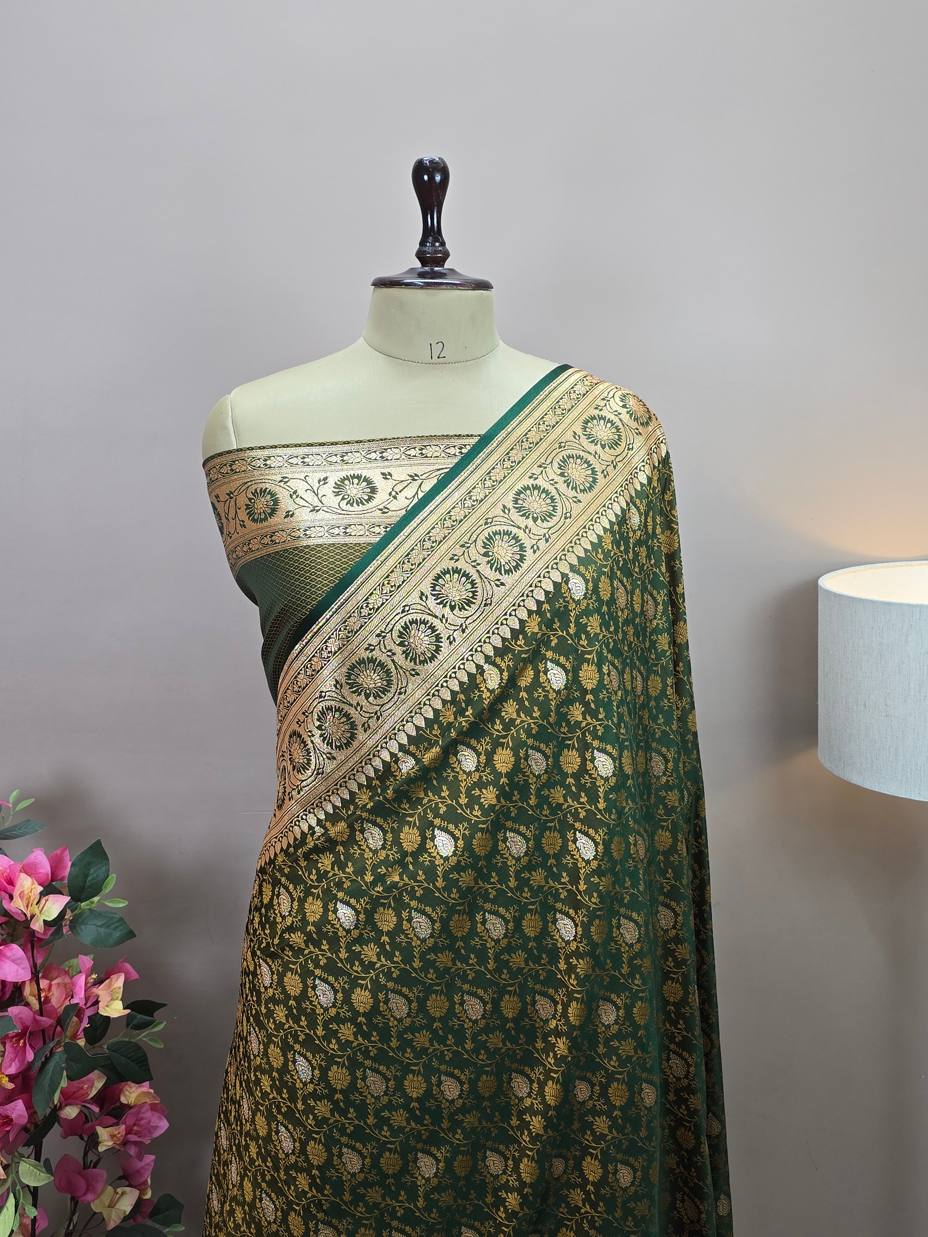 Banarasi Satin Malai Katan Tanchui Saree