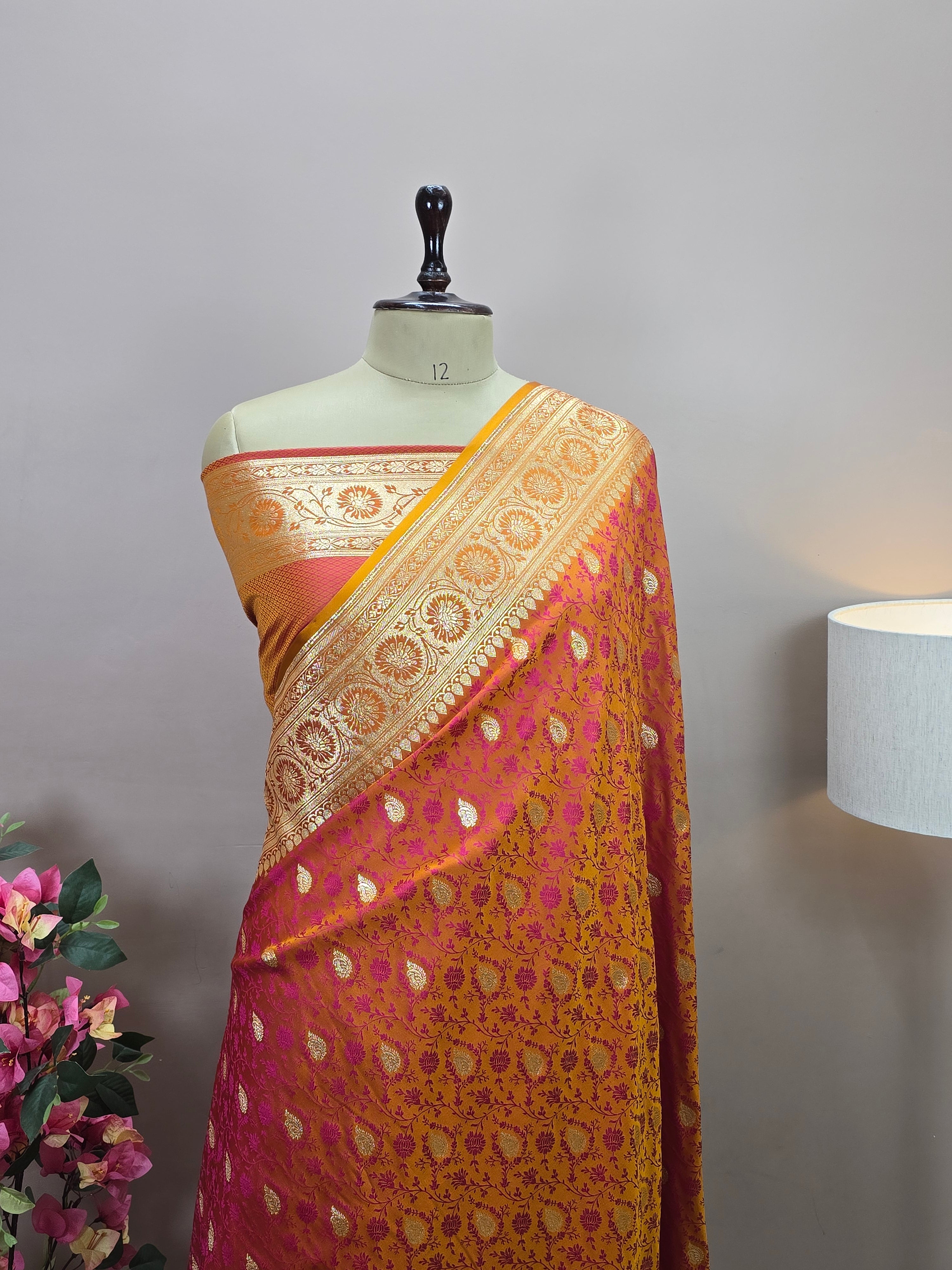 Banarasi Satin Malai Katan Tanchui Saree