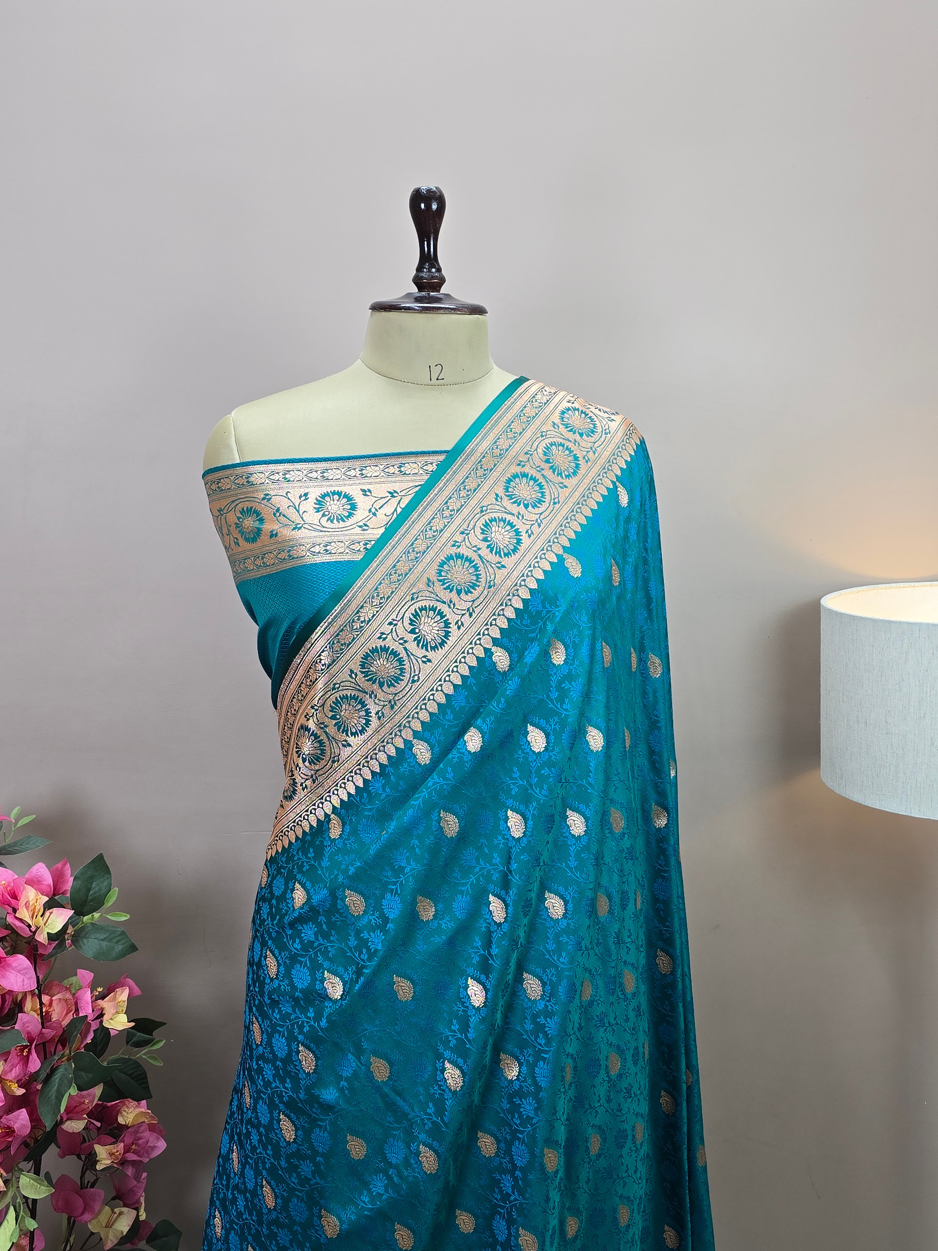 Banarasi Satin Malai Katan Tanchui Saree