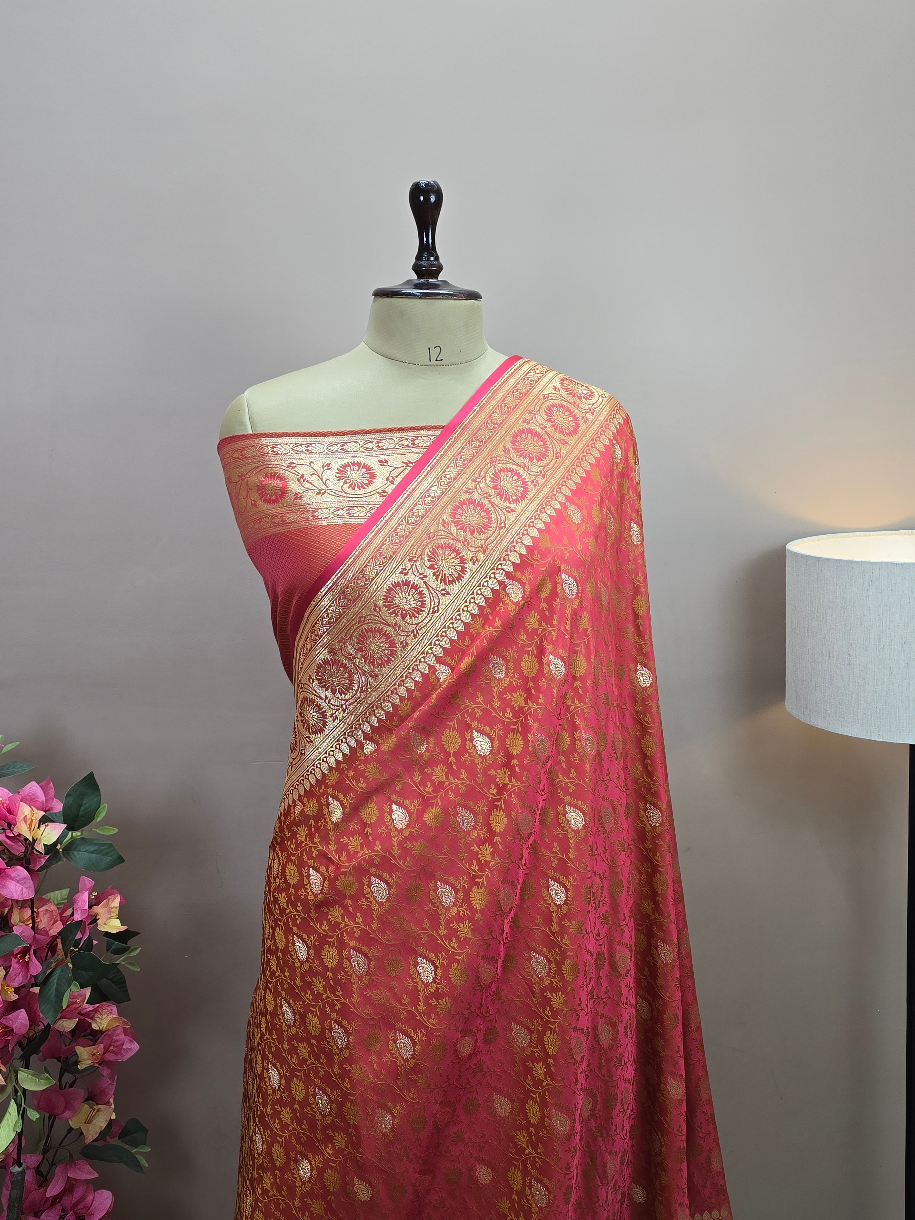 Banarasi Satin Malai Katan Tanchui Saree