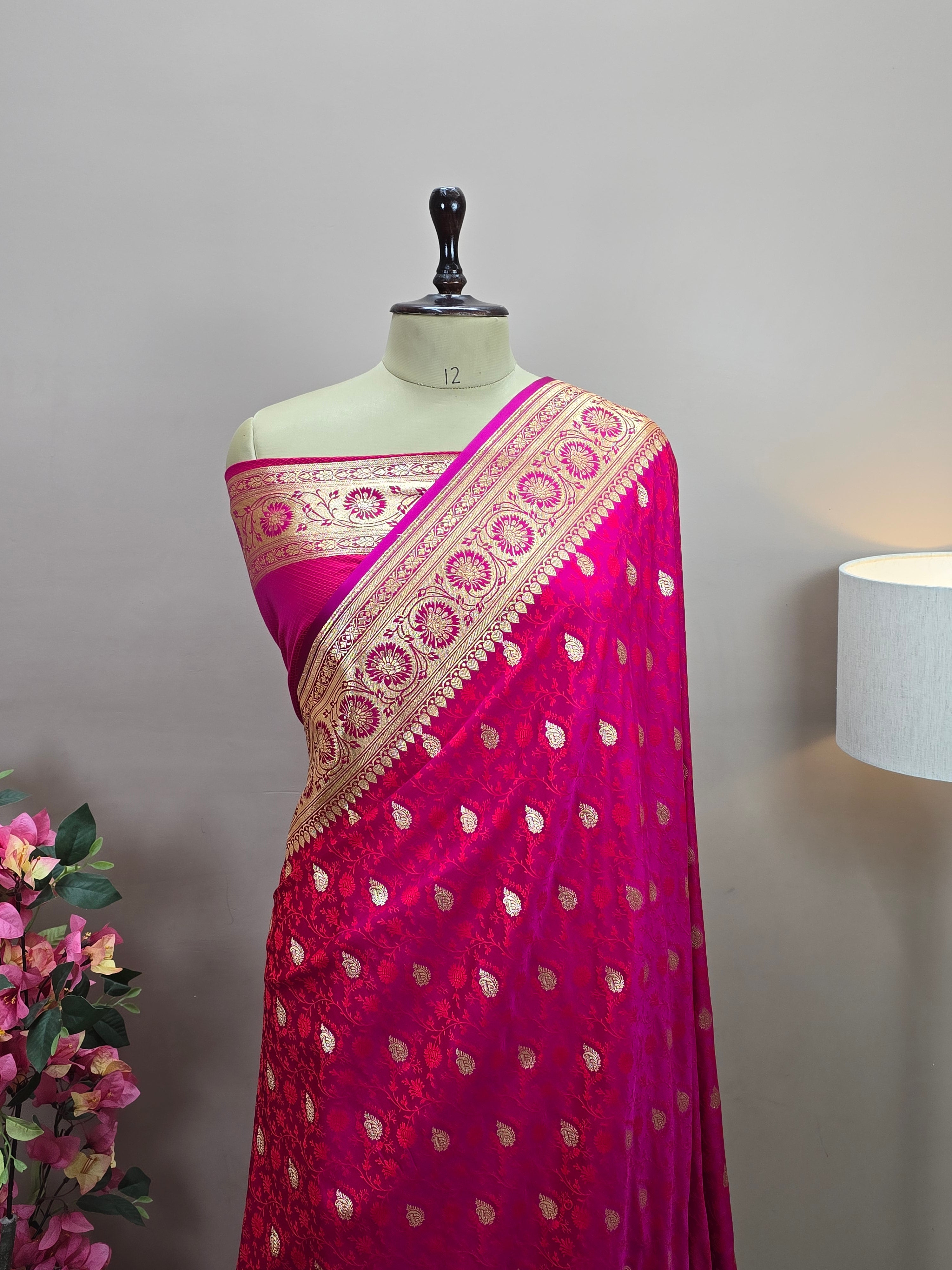 Banarasi Satin Malai Katan Tanchui Saree