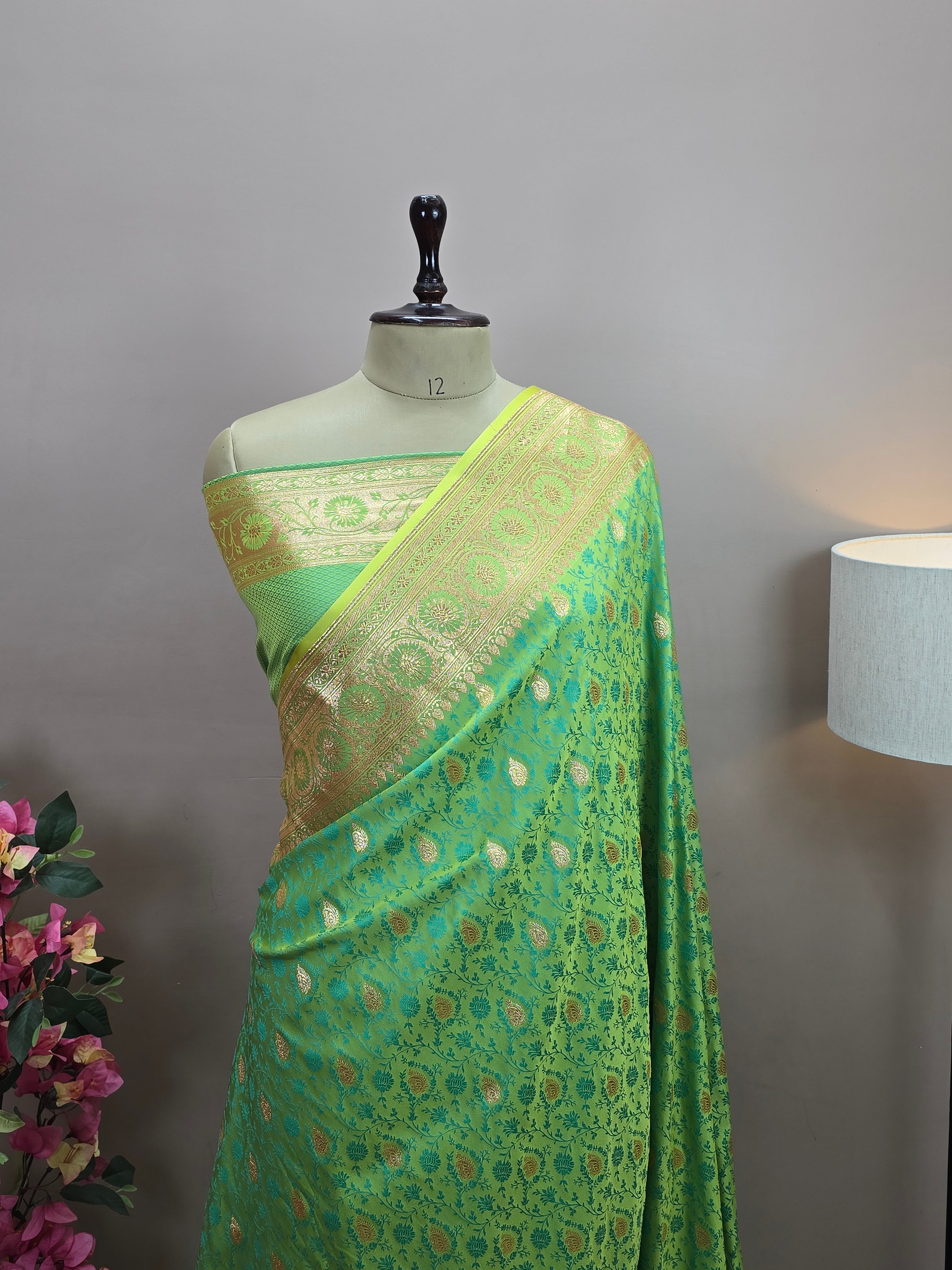 Banarasi Satin Malai Katan Tanchui Saree