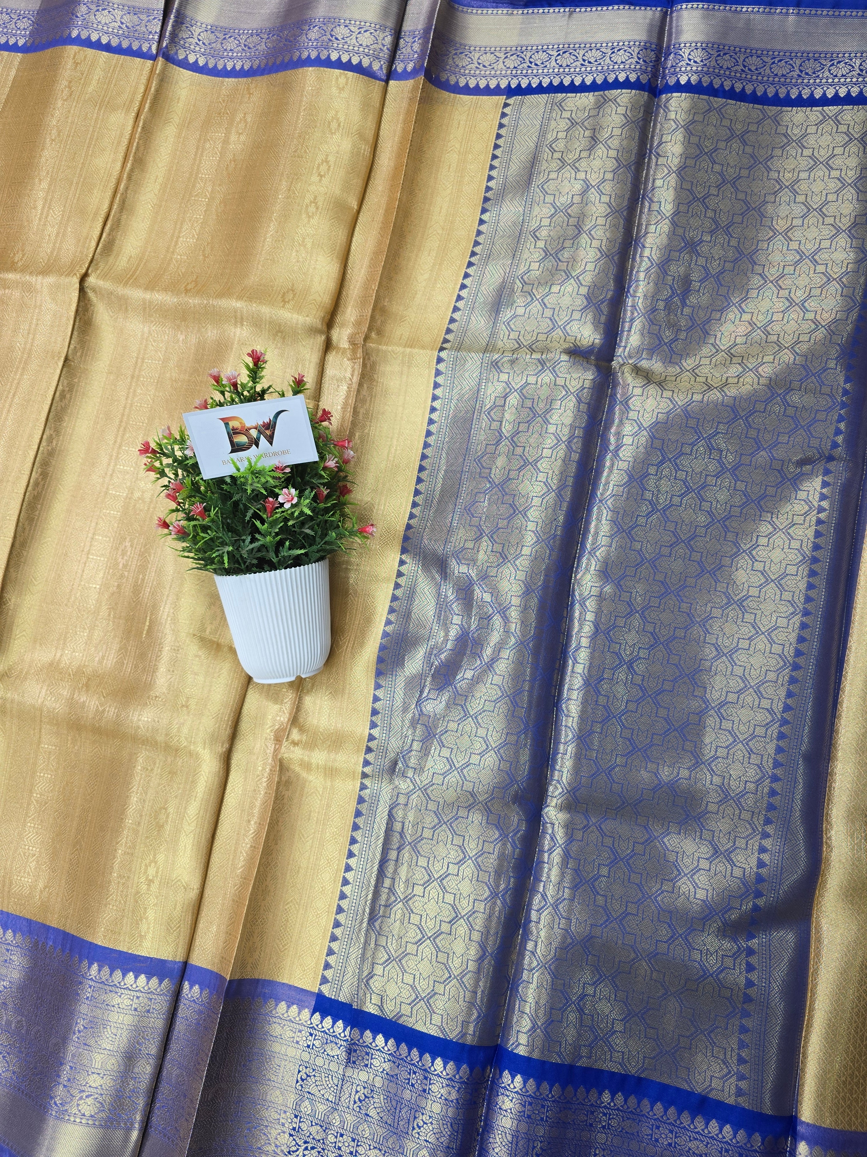 Banarasi Tissue Brocade Silk Saree with Contrast Border