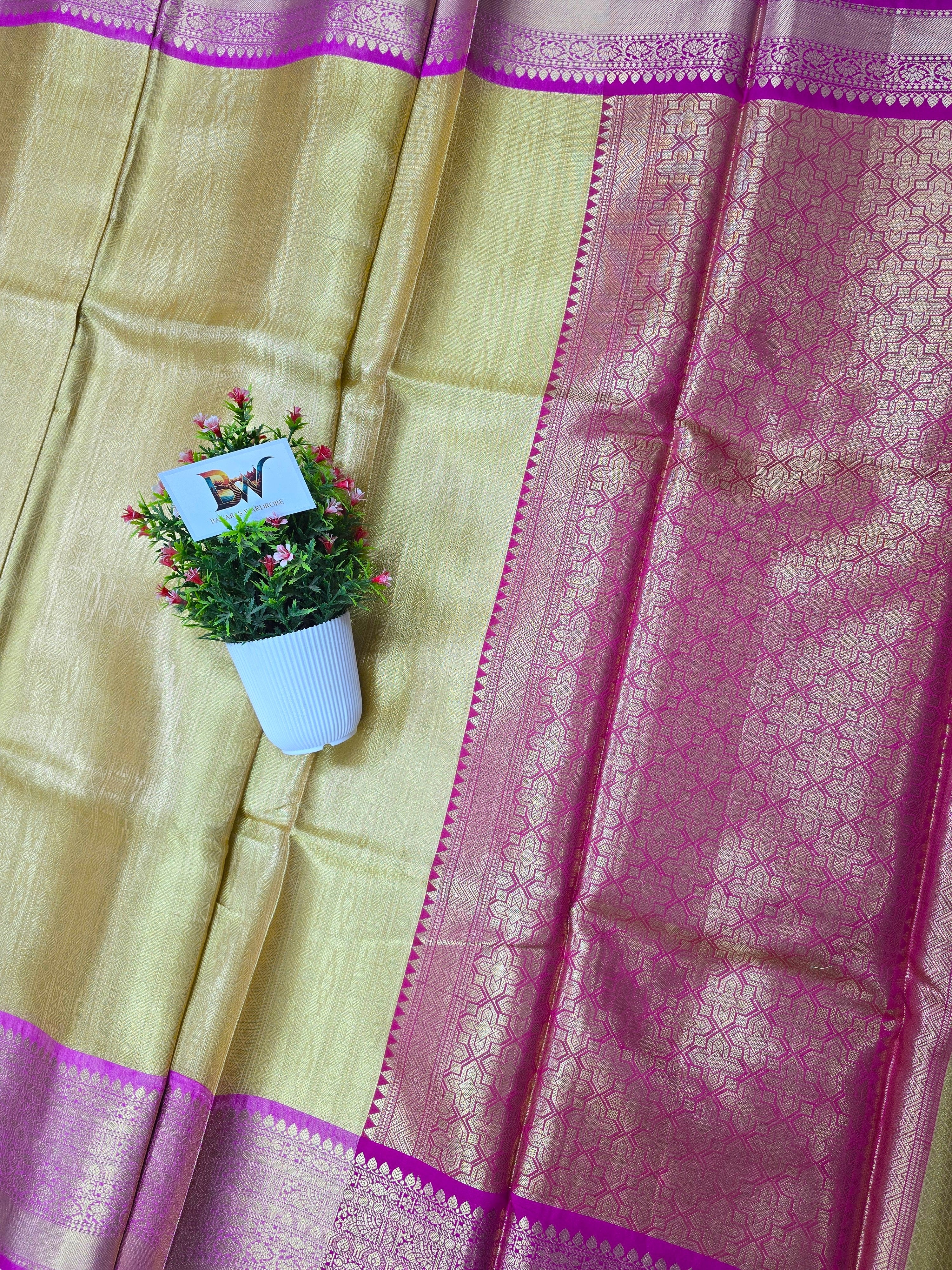 Banarasi Tissue Brocade Silk Saree with Contrast Border