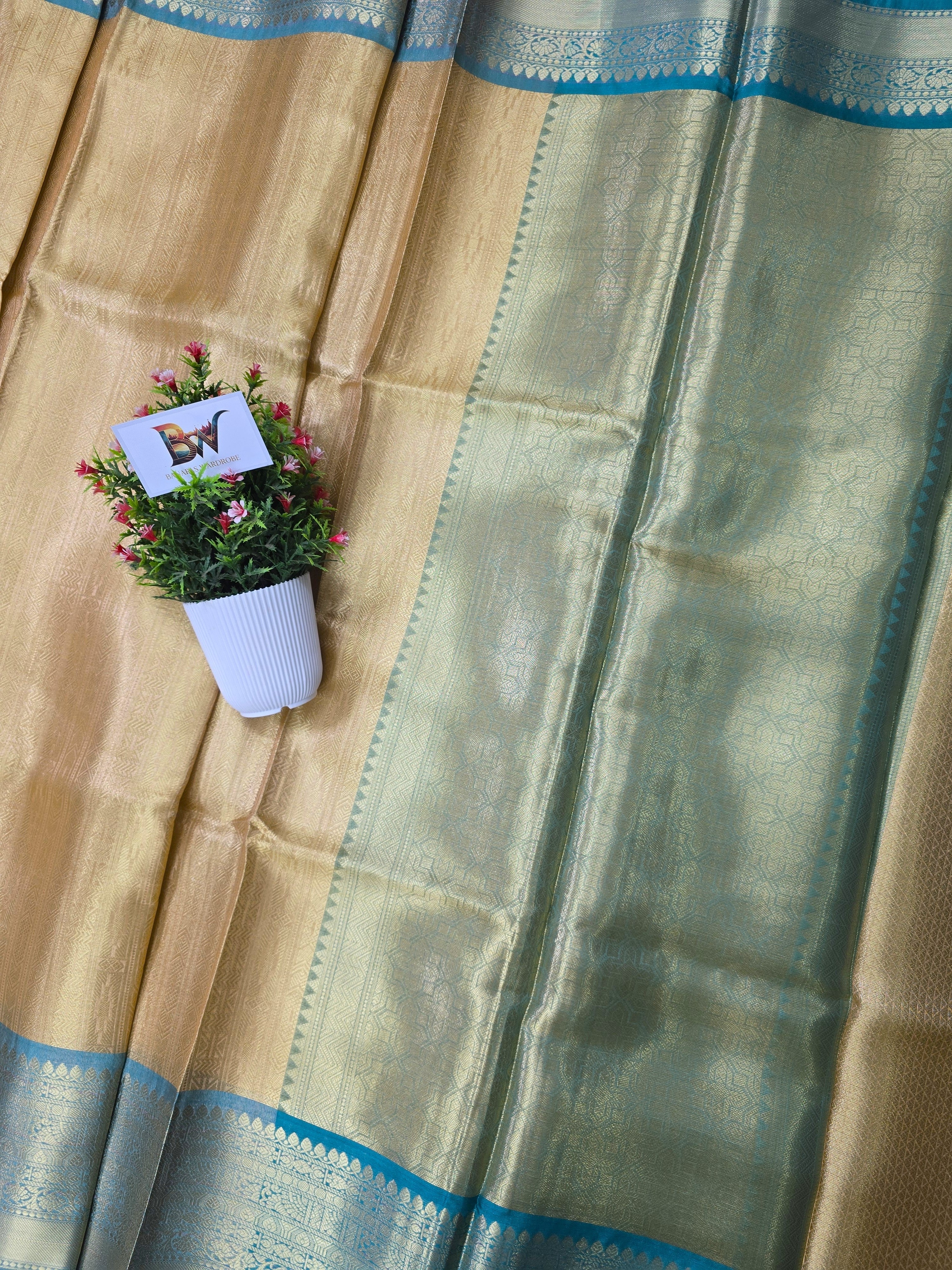 Banarasi Tissue Brocade Silk Saree with Contrast Border