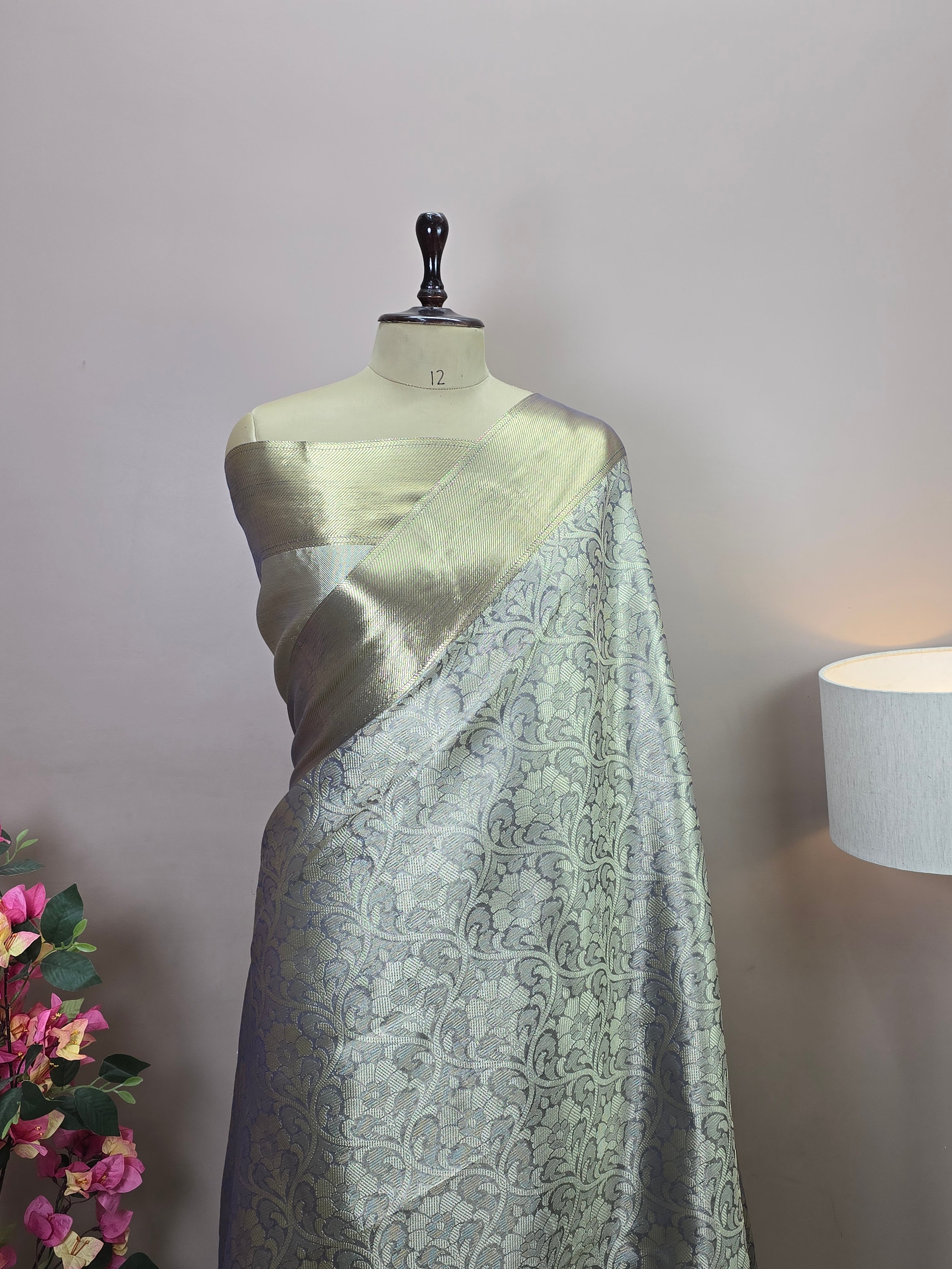 Banarasi Brocade Silk Saree with Floral Jaal Weaving