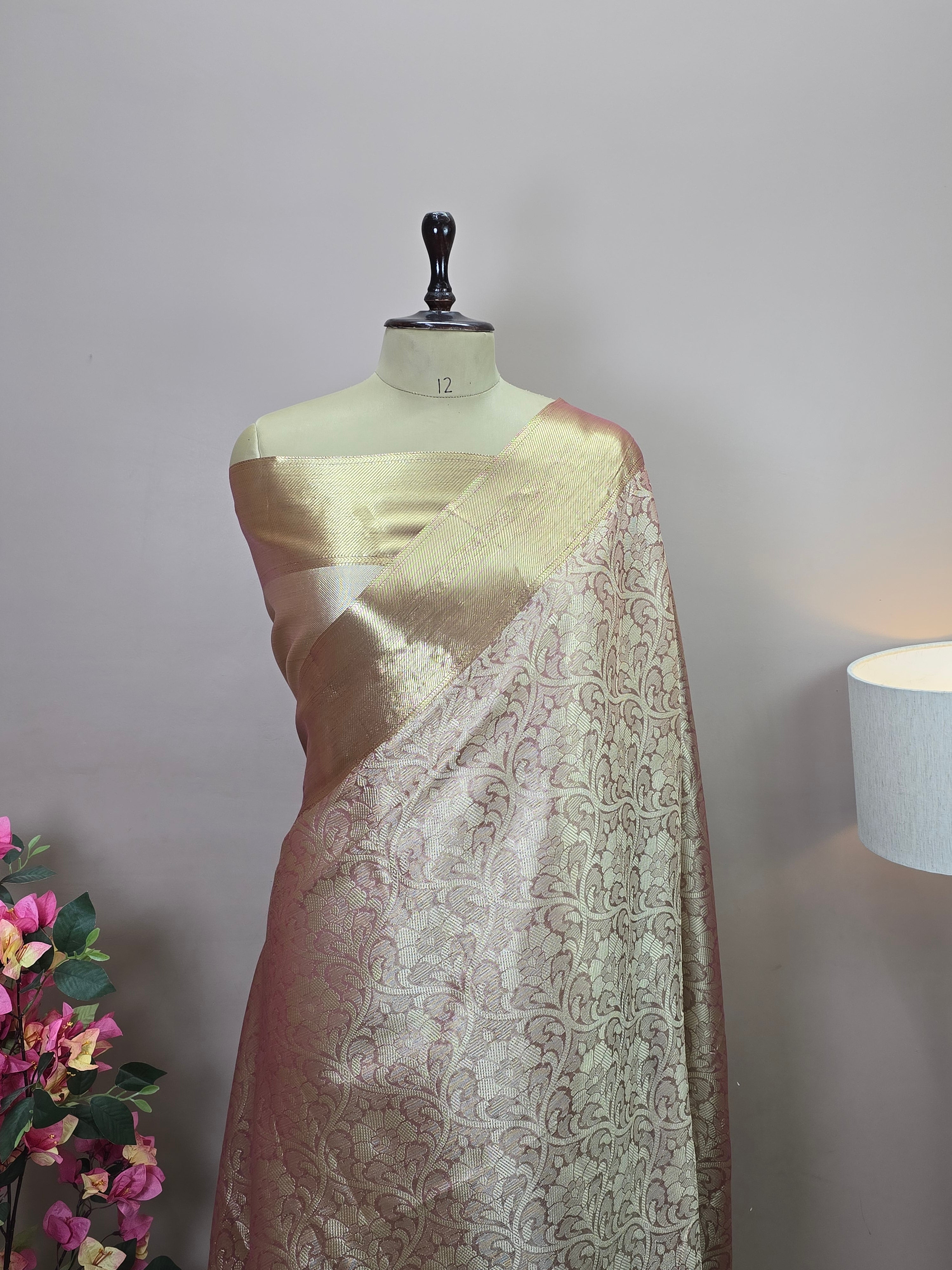 Banarasi Brocade Silk Saree with Floral Jaal Weaving